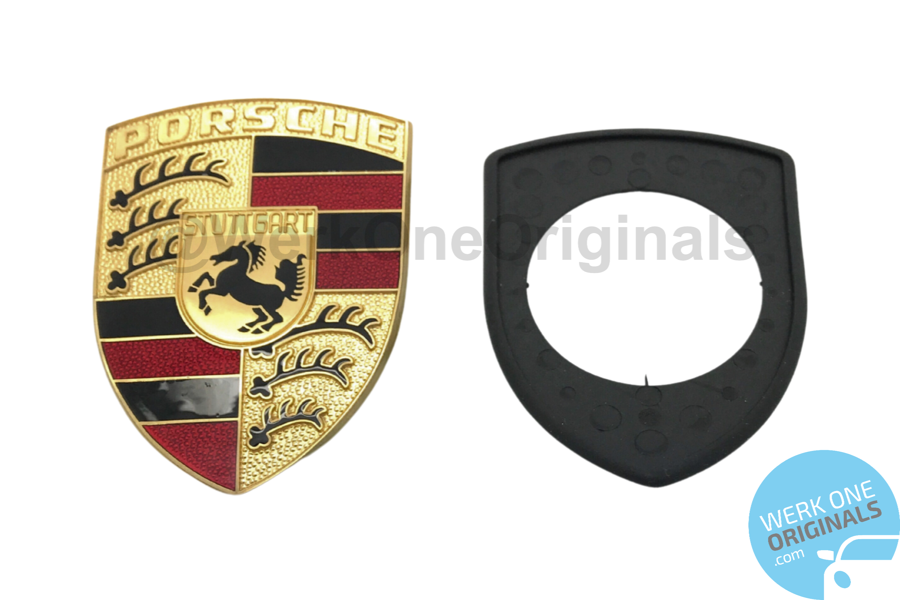 Porsche Crest Bonnet / Boot Badge with Grommet and Fixings for Porsche 944 Models