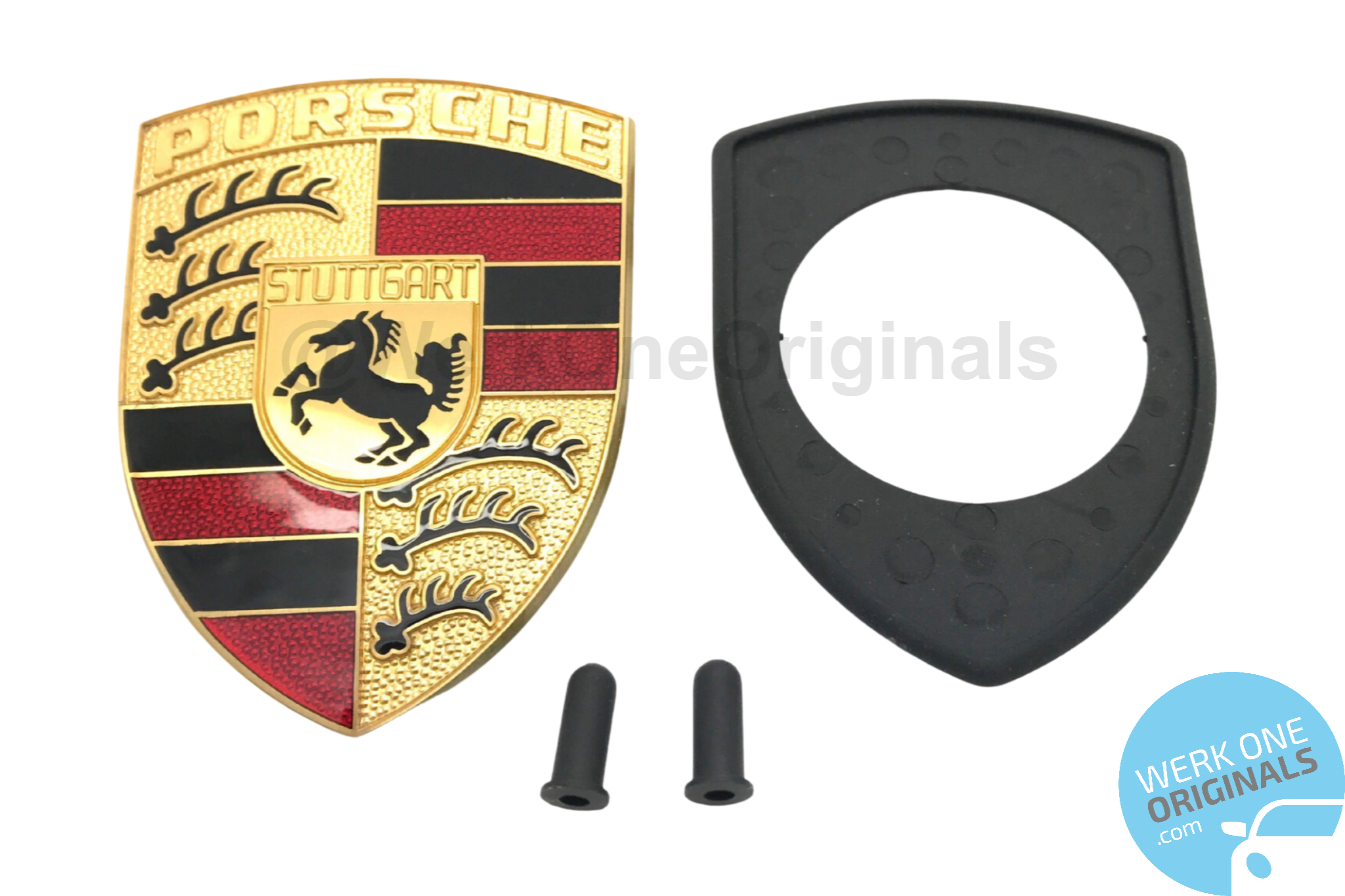 Porsche Crest Bonnet / Boot Badge with Grommet and Fixings for Porsche 968 Models
