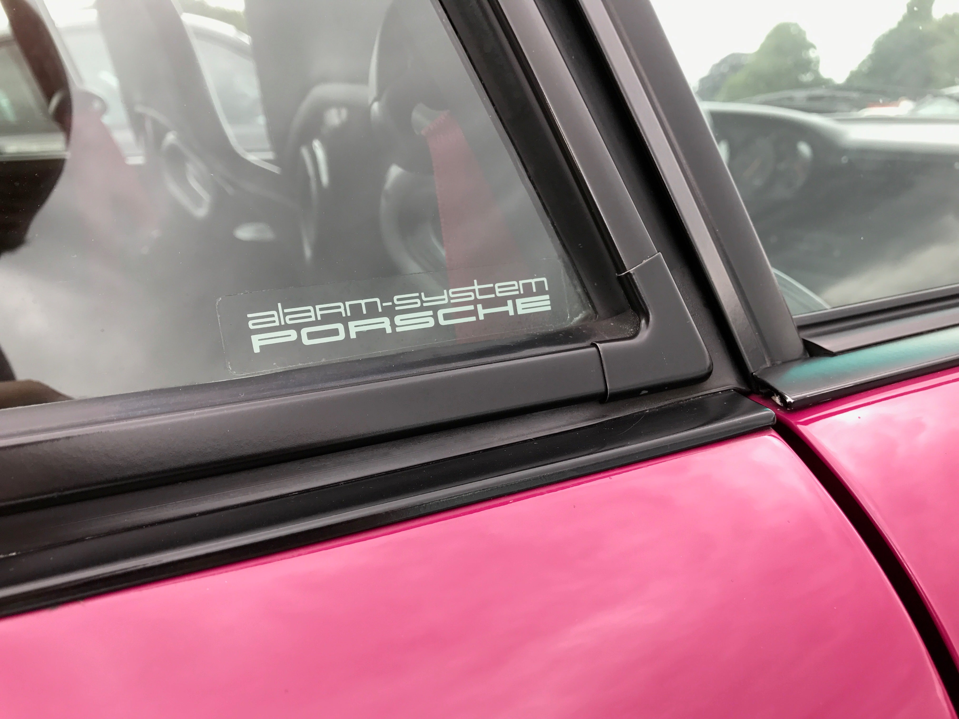 Official Porsche 2x 'Porsche Alarm System' Window Stickers for Porsche 968 Models
