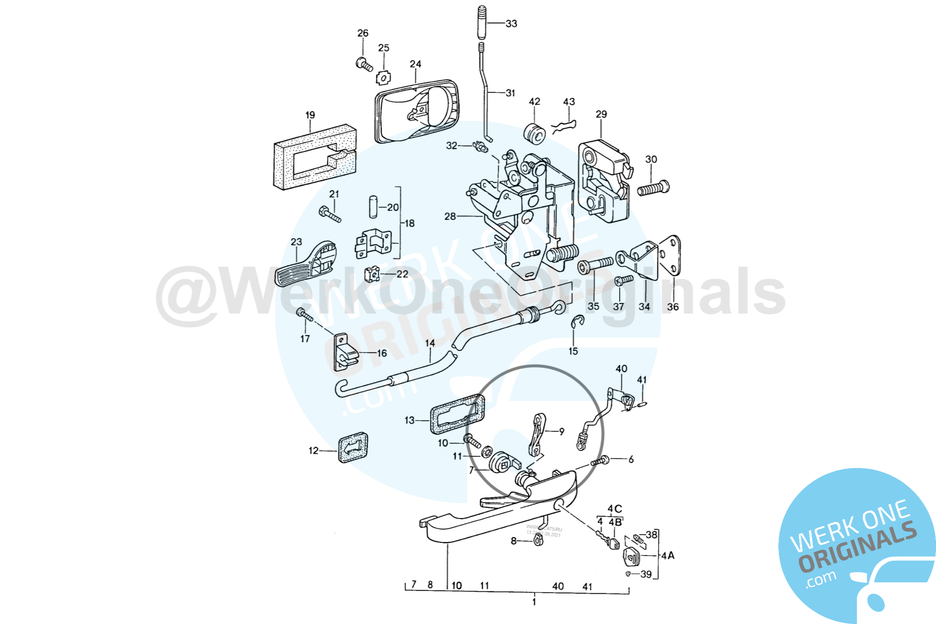 Porsche Door Handle Connecting Piece for 944 Models