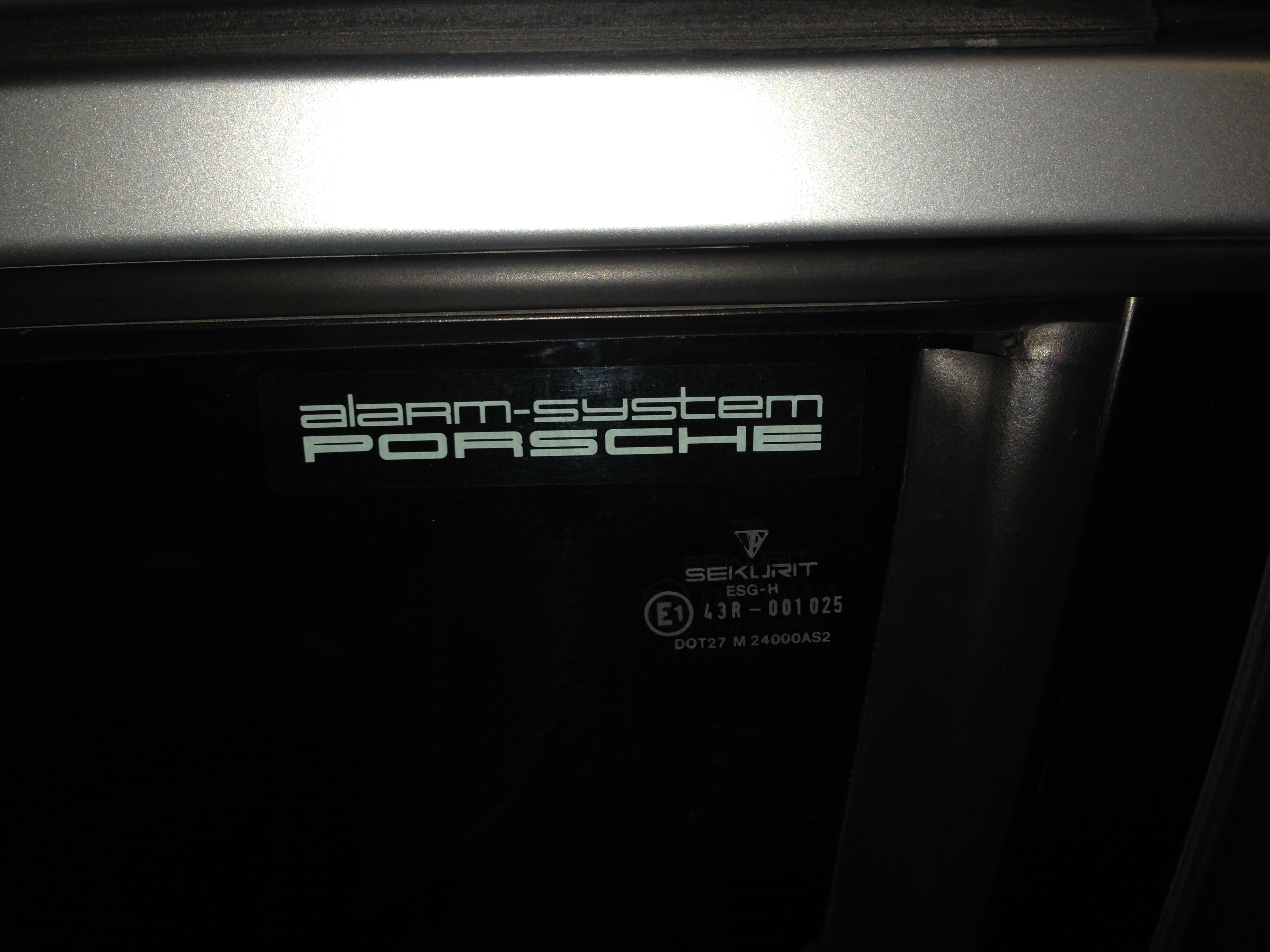 Official Porsche 2x 'Porsche Alarm System' Window Stickers for 911 Type 911G Models