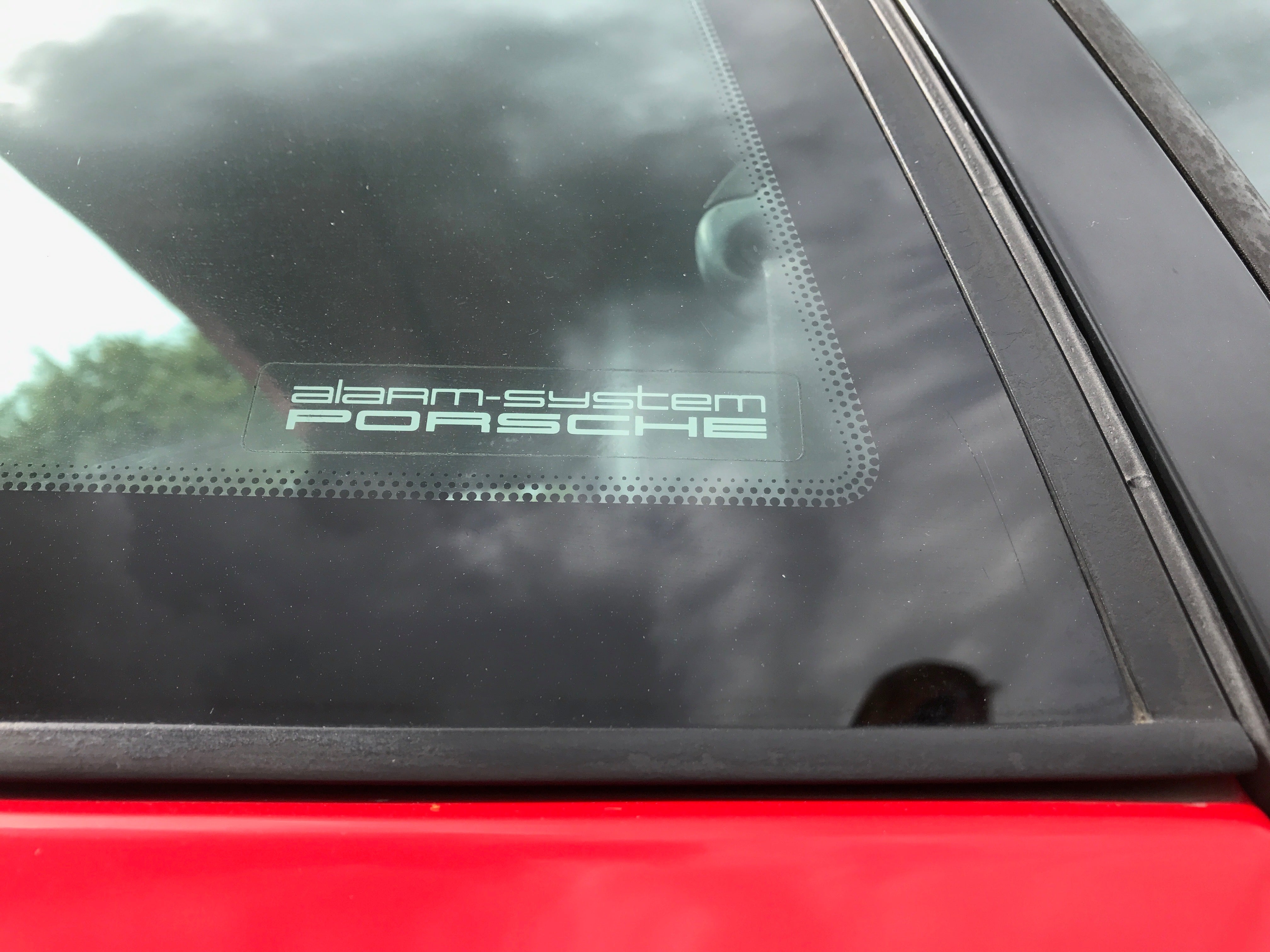 Official Porsche 2x 'Porsche Alarm System' Window Stickers for Porsche 944 Models