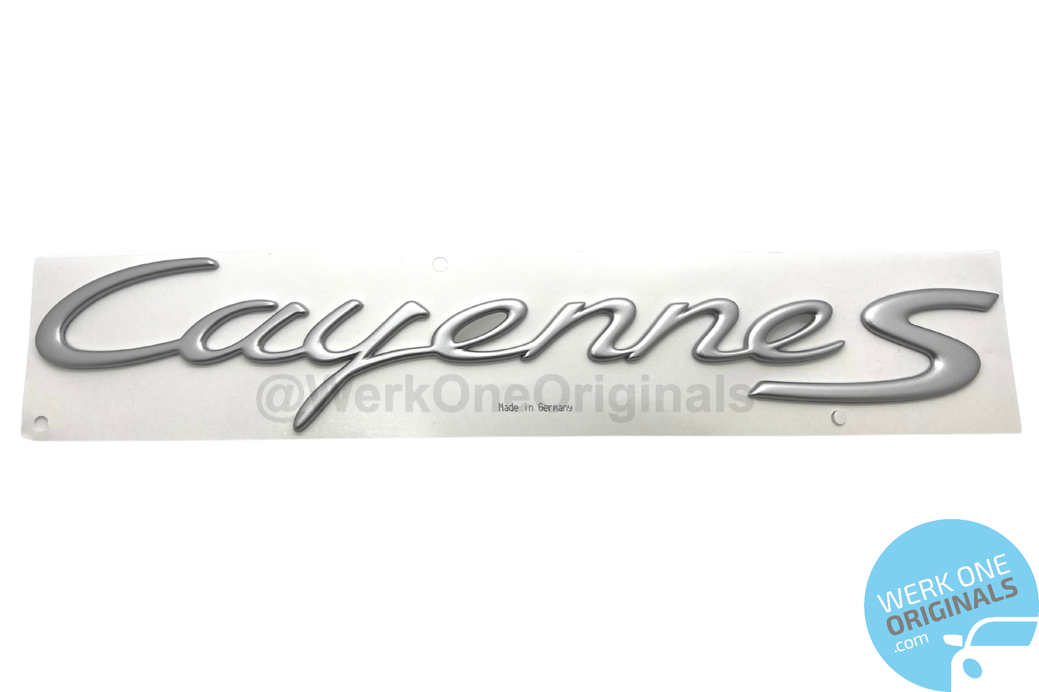 Porsche 'Cayenne S' Rear Badge Decal in Matte Silver for Cayenne S Type 955 & 957 Models