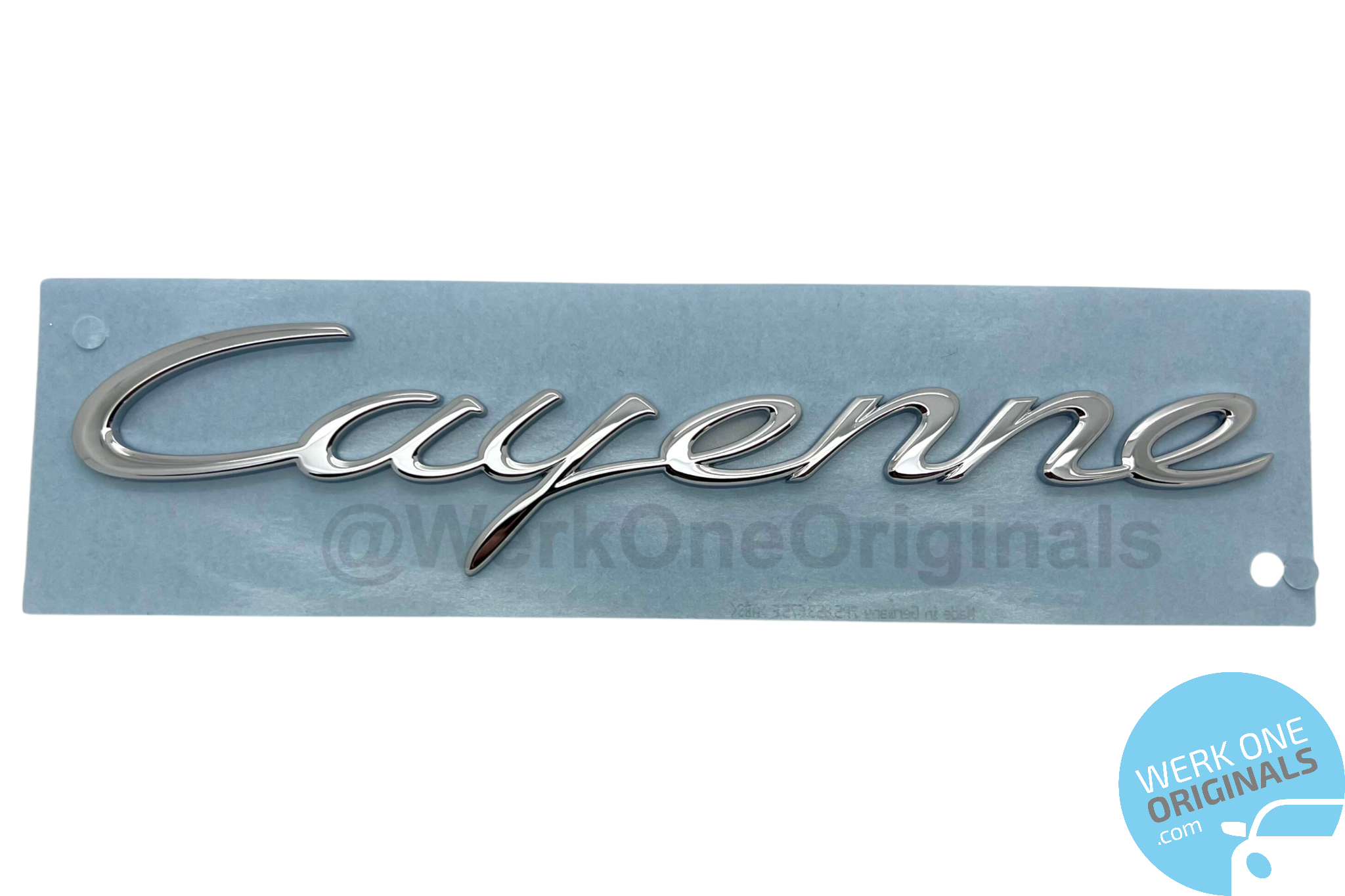 Official Porsche 'Cayenne S' Rear Badge Logo in Chrome Silver for Cayenne S Type 958 Models