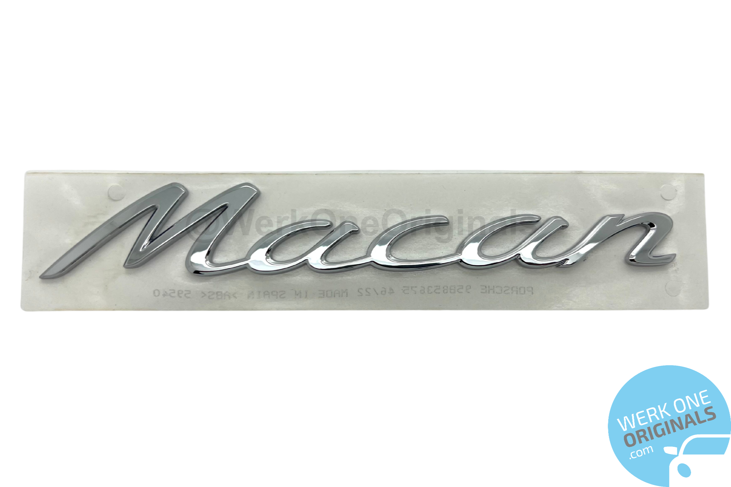 Official Porsche 'Macan' Rear Badge Logo in Chrome Silver for Macan Type 95B Models (2014 - 2024)