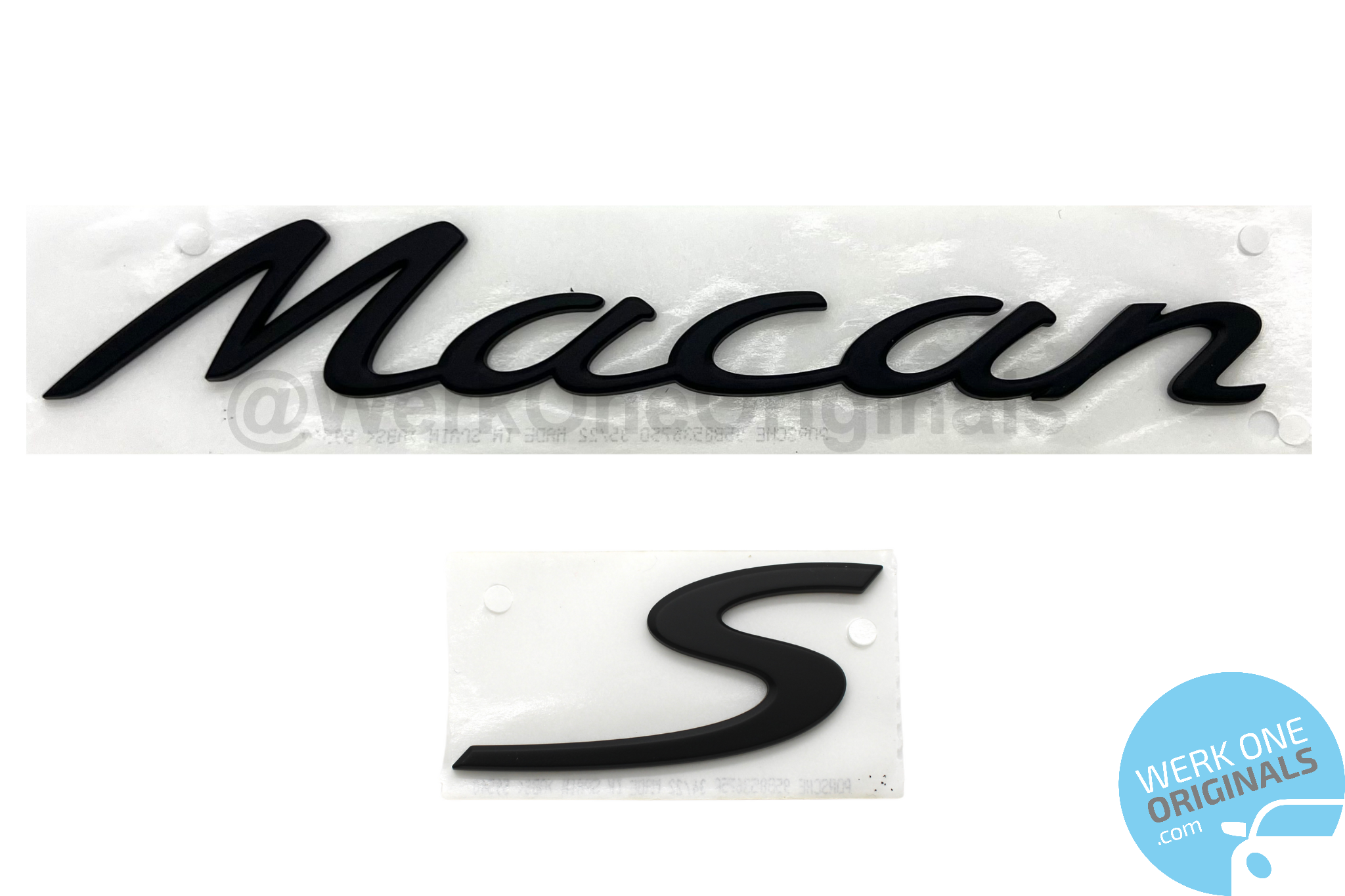 Porsche Official 'Macan S' Rear Badge Logo in Matte Black for Macan S Type 95B Models (2014 - 2024)