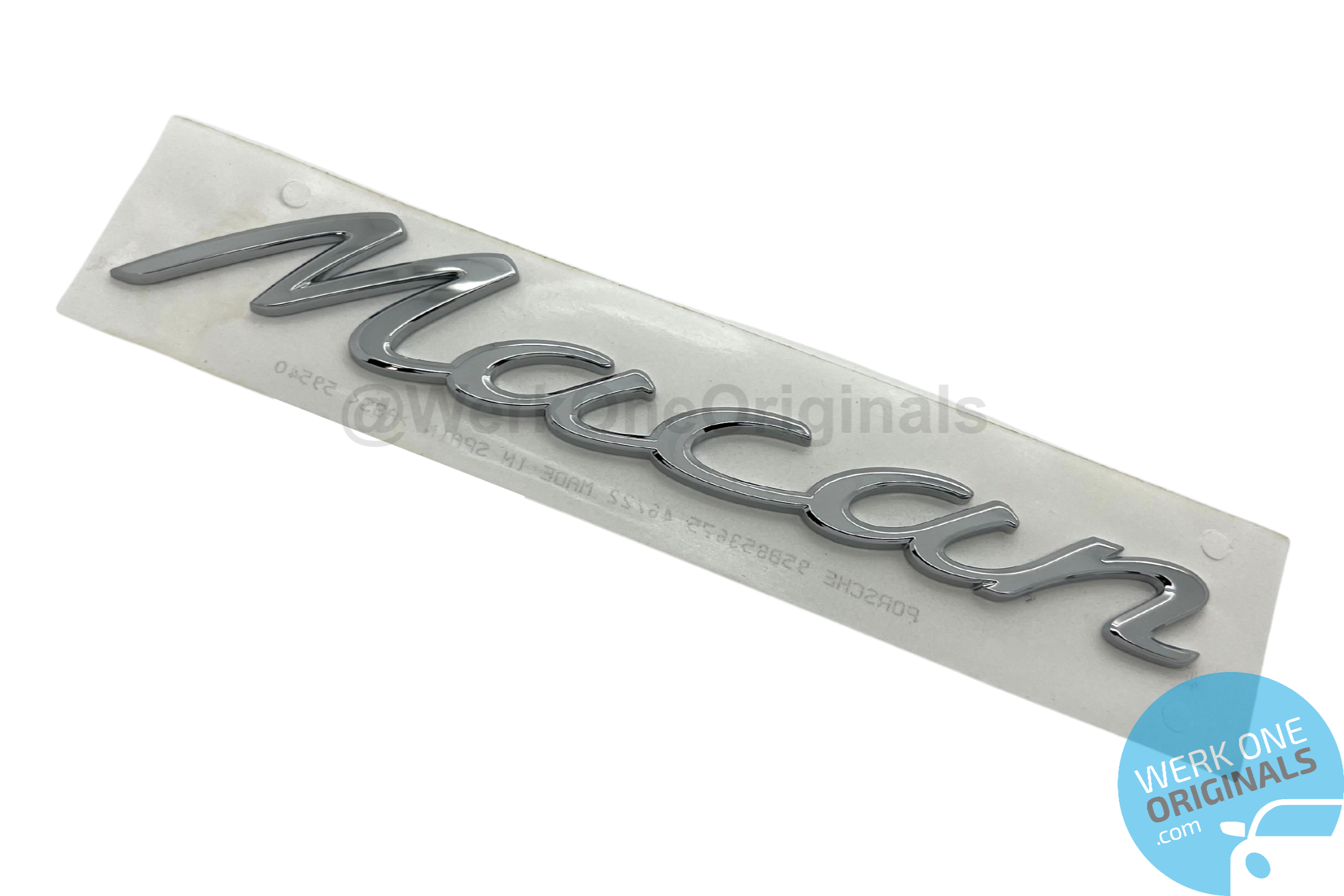 Official Porsche 'Macan' Rear Badge Logo in Chrome Silver for Macan Type 95B Models (2014 - 2024)