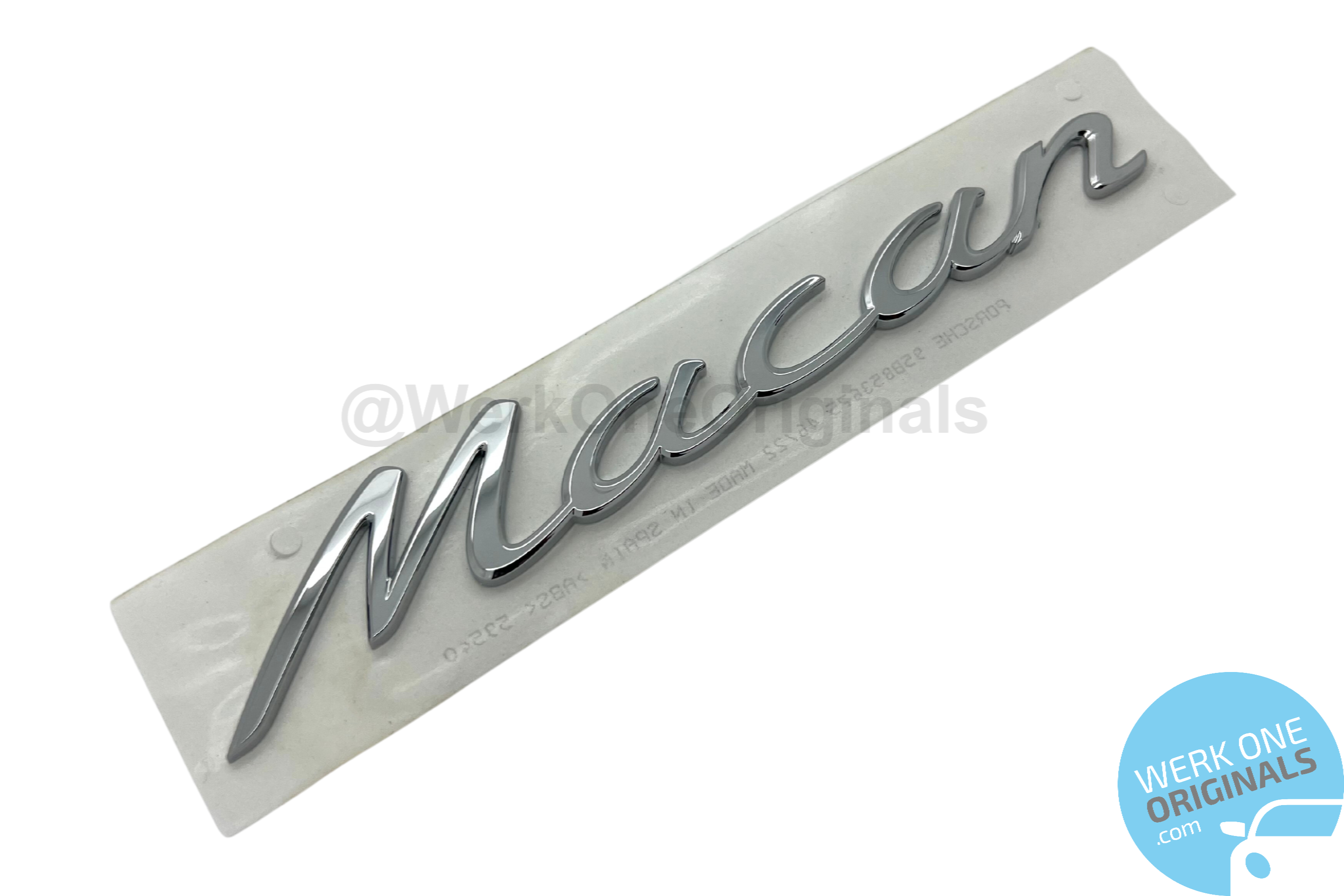 Official Porsche 'Macan' Rear Badge Logo in Chrome Silver for Macan Type 95B Models (2014 - 2024)