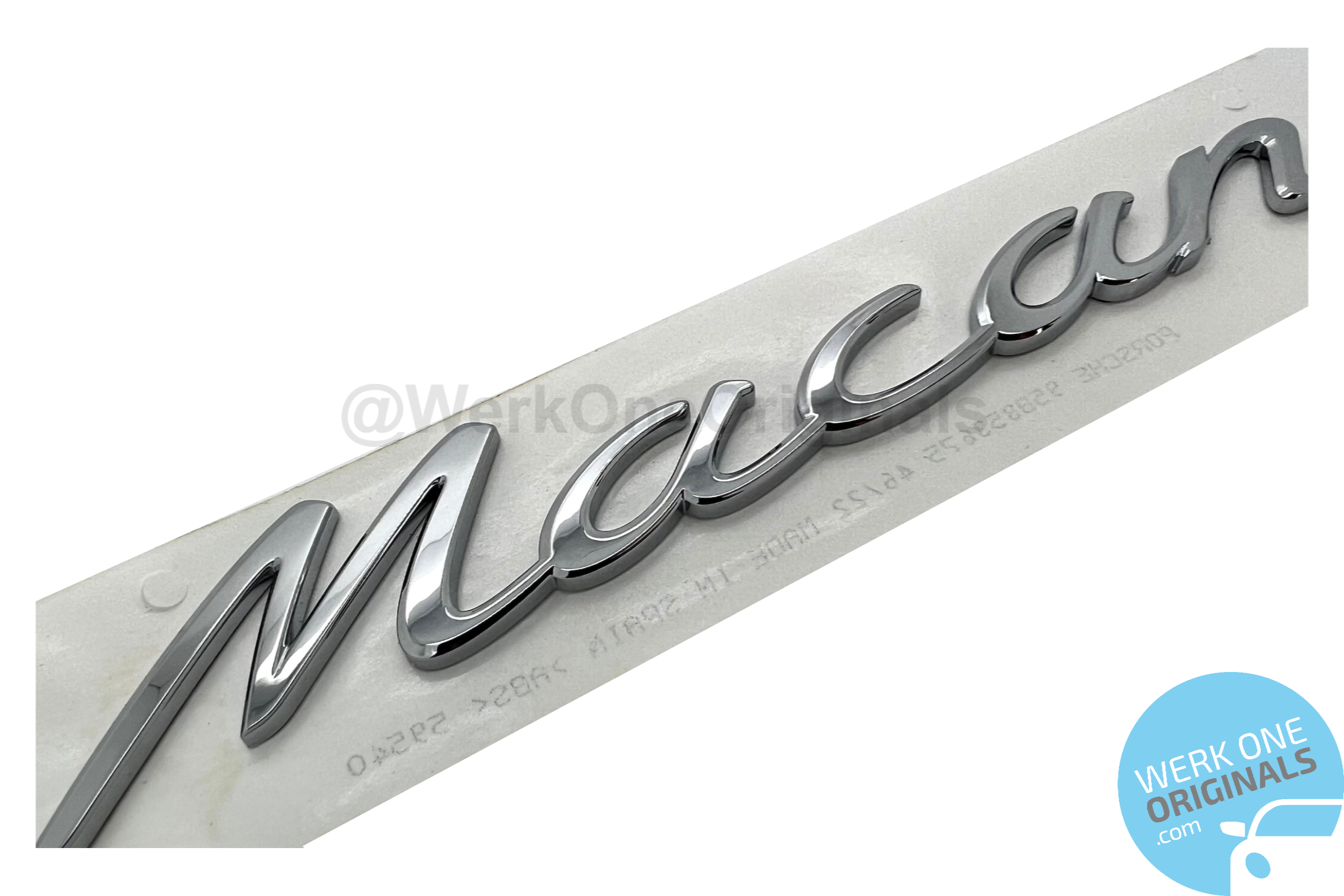 Official Porsche 'Macan' Rear Badge Logo in Chrome Silver for Macan Type 95B Models (2014 - 2024)