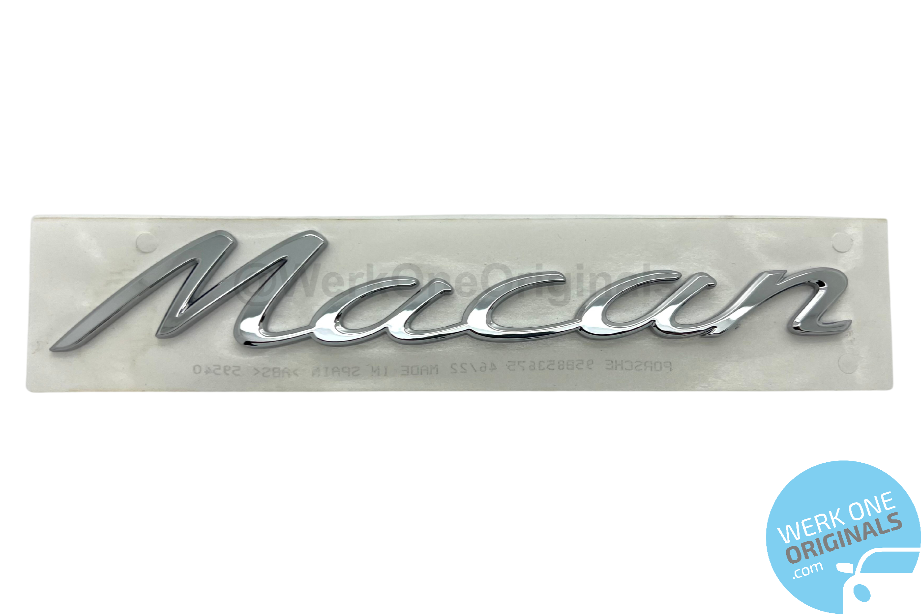 Official 'Porsche Macan S' Rear Badge Logo in Chrome Silver for Macan S Models (2014 - 2018)