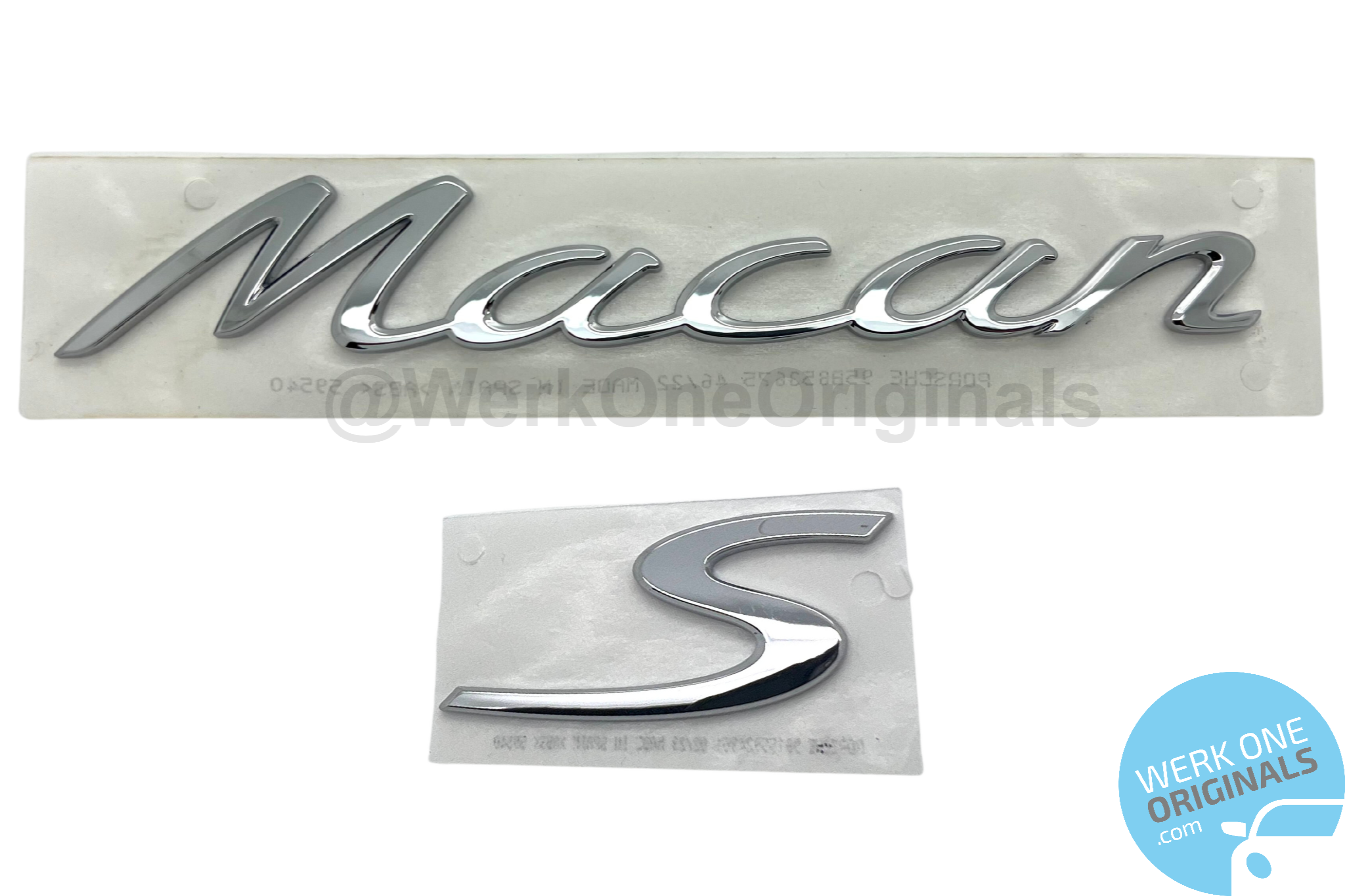 Porsche Official 'Macan S' Rear Badge Logo in Chrome Silver for Macan S Models