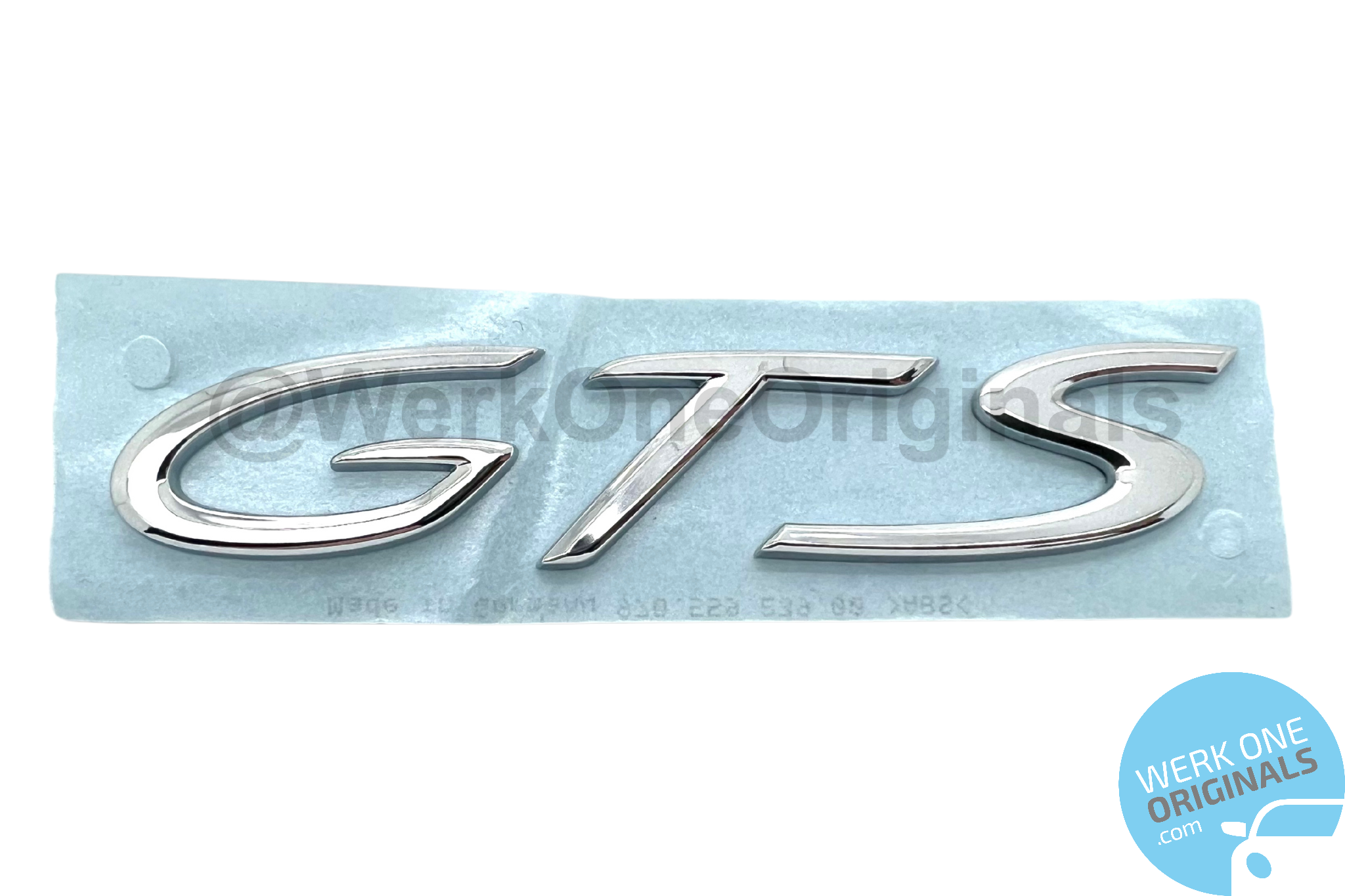 Porsche Official 'GTS' Rear Badge Decal in Chrome Silver