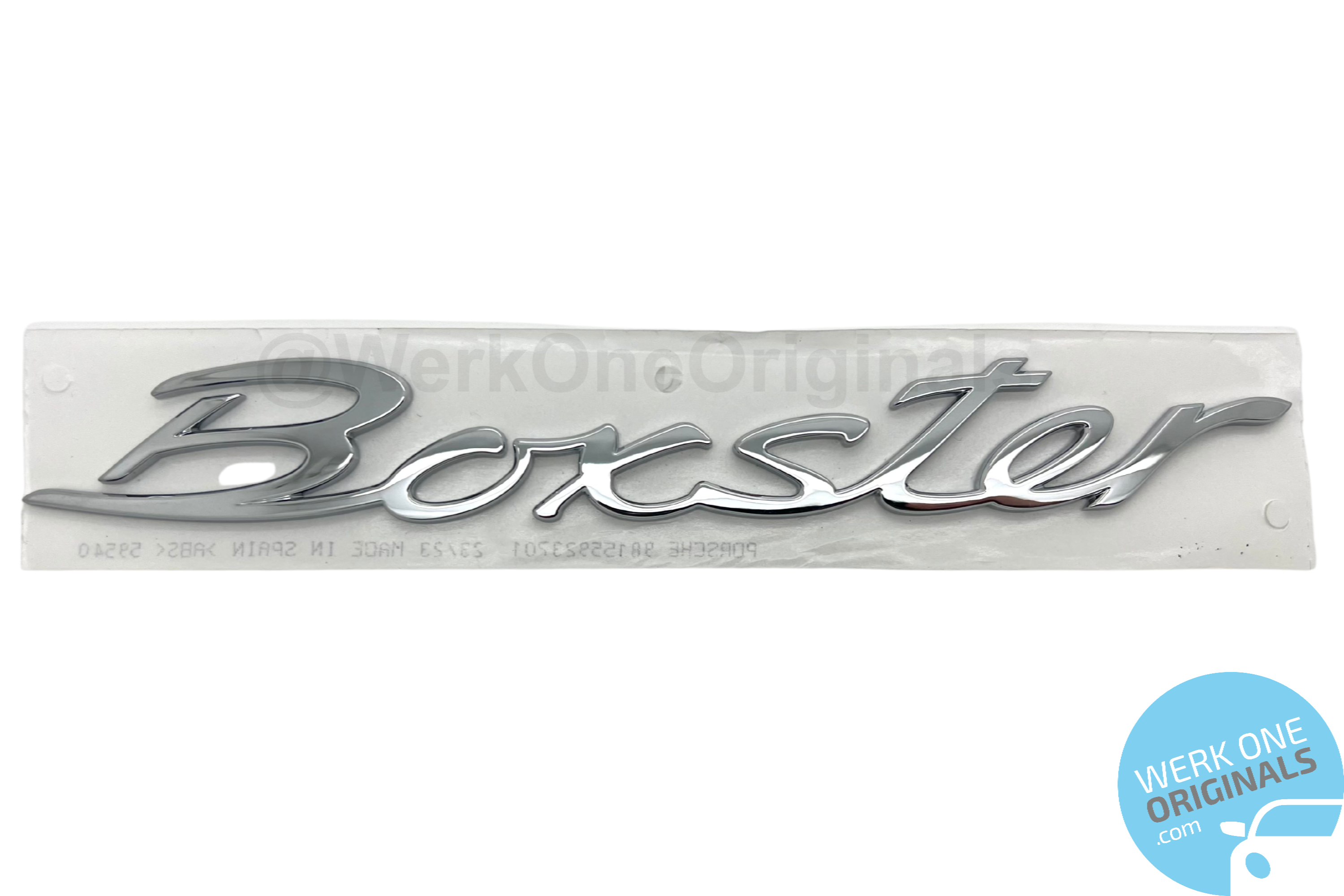 Porsche Official 'Boxster S' Rear Badge Decal in Chrome Silver for Boxster S Type 718 Models