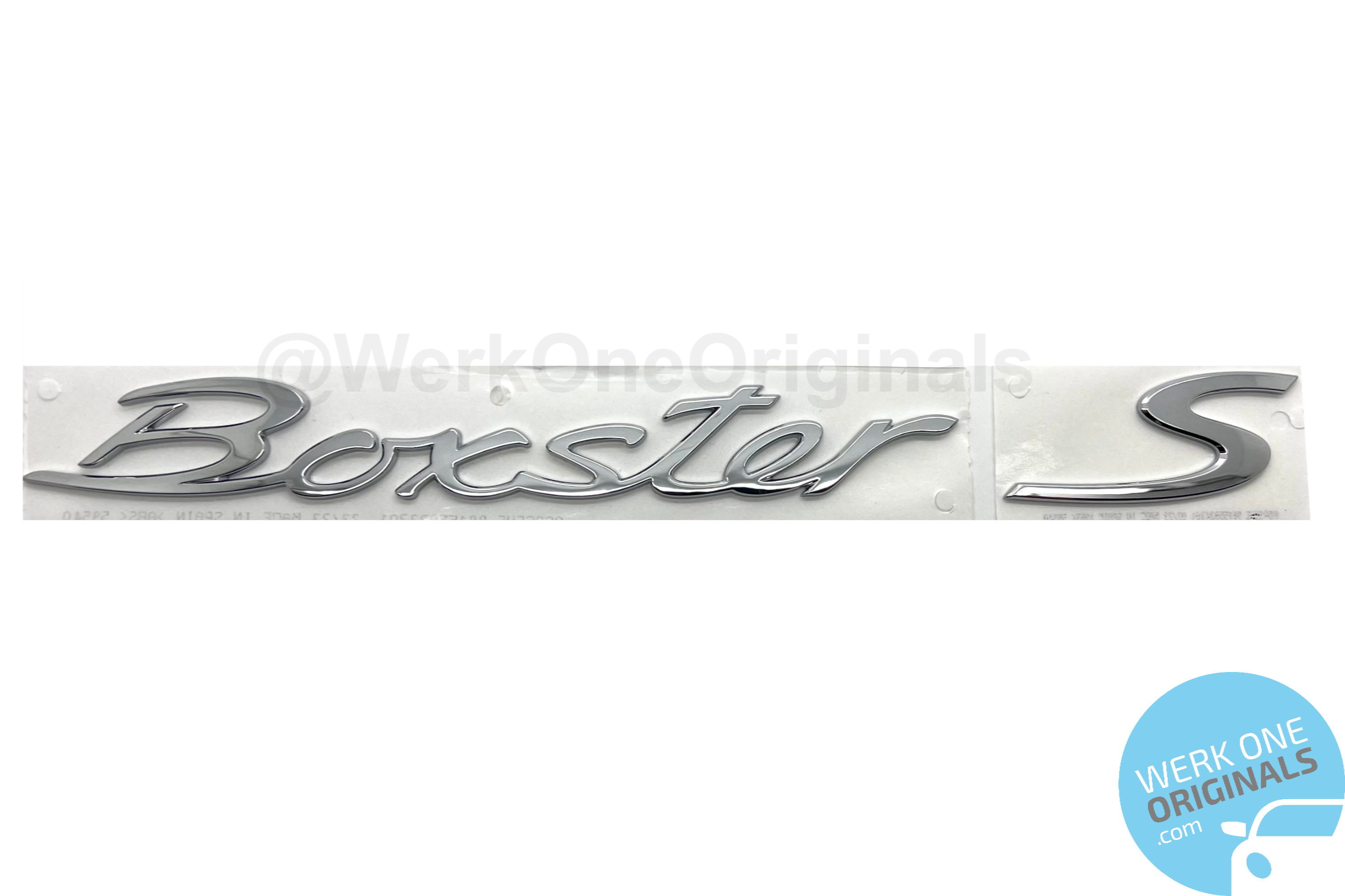 Porsche Official 'Boxster S' Rear Badge Decal in Chrome Silver for Boxster S Type 981 Models