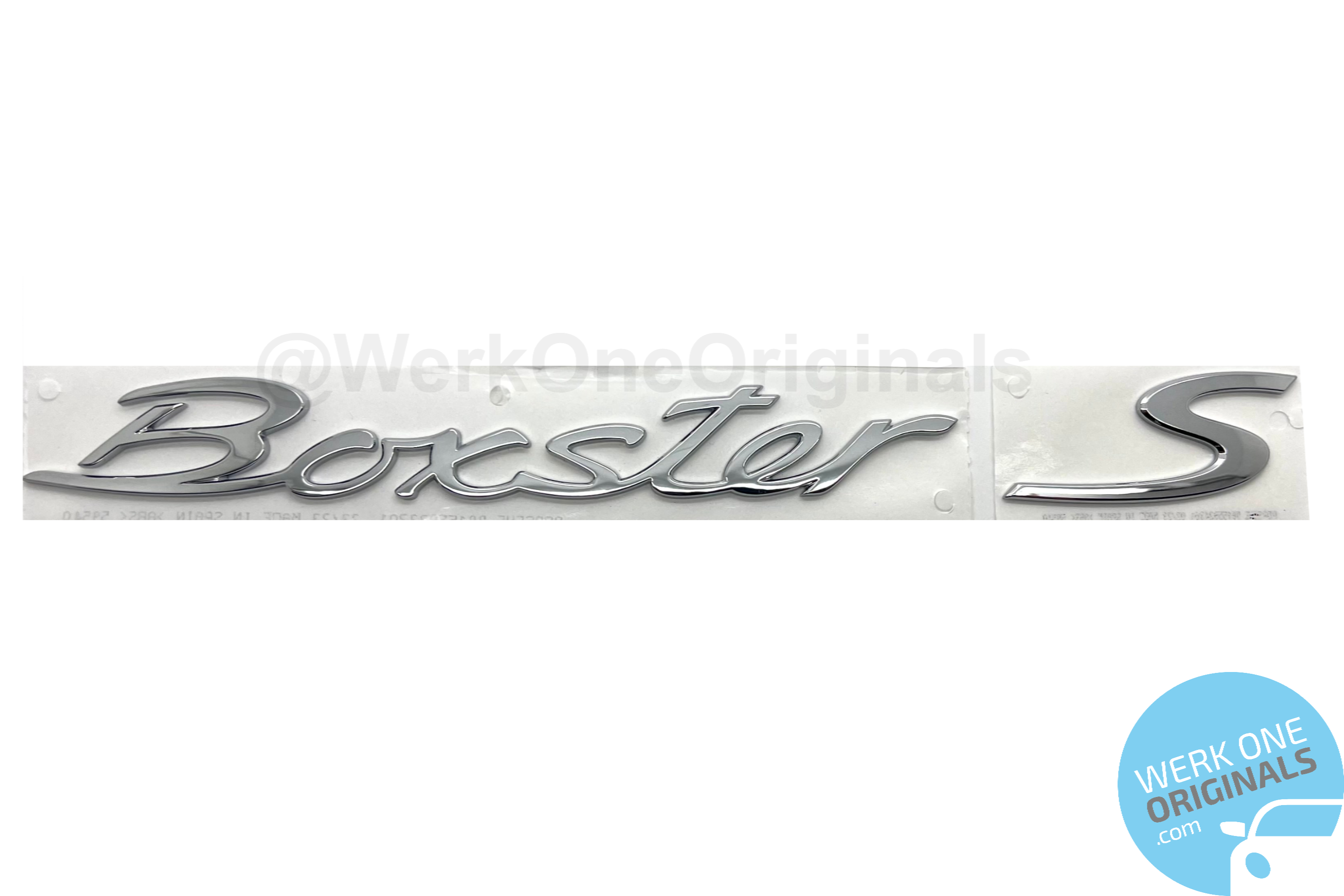 Porsche Official 'Boxster S' Rear Badge Decal in Chrome Silver for Boxster S Type 718 Models