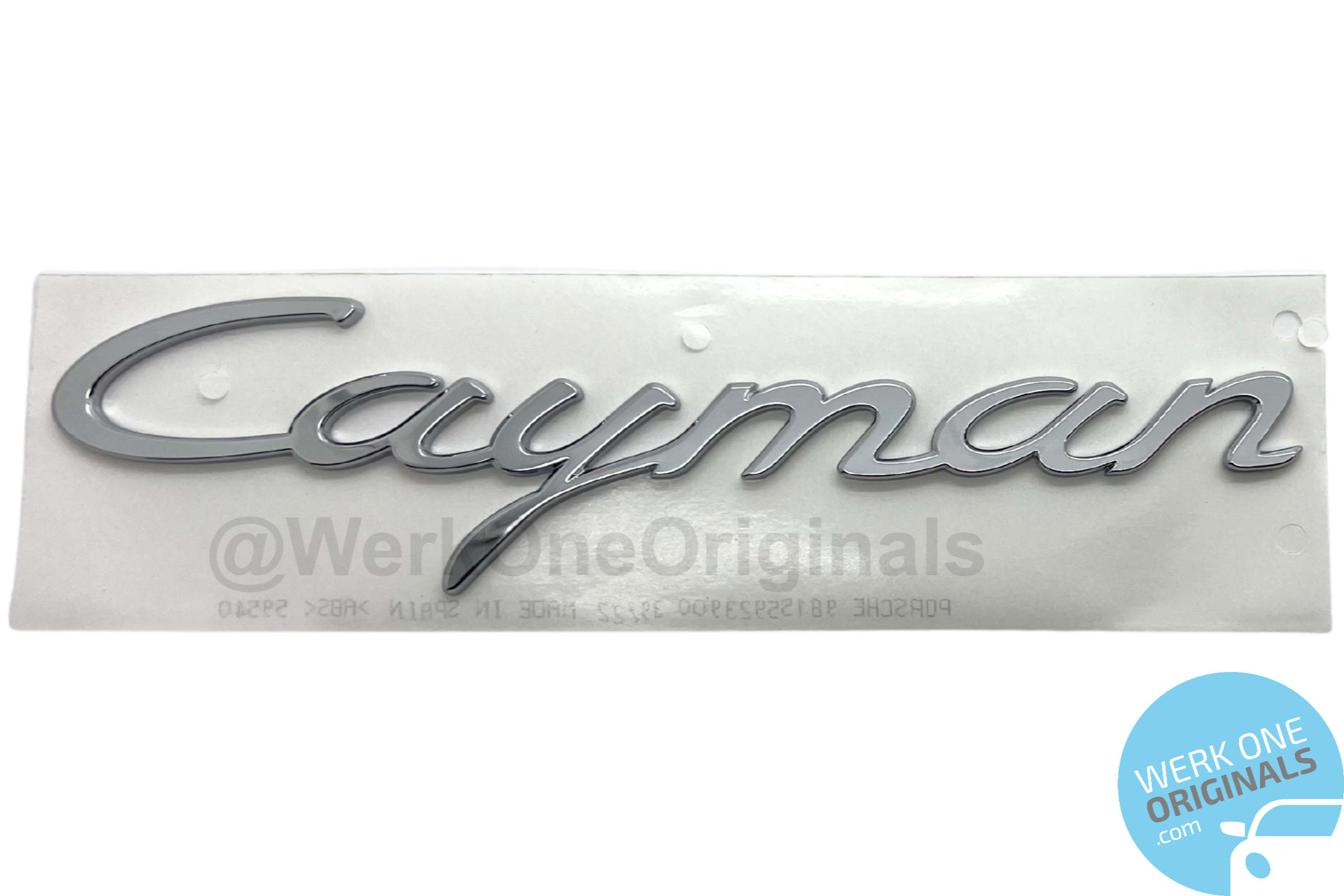 'PORSCHE Cayman S' Rear Badge Decal in Chrome Silver for Cayman S Type 981 Models