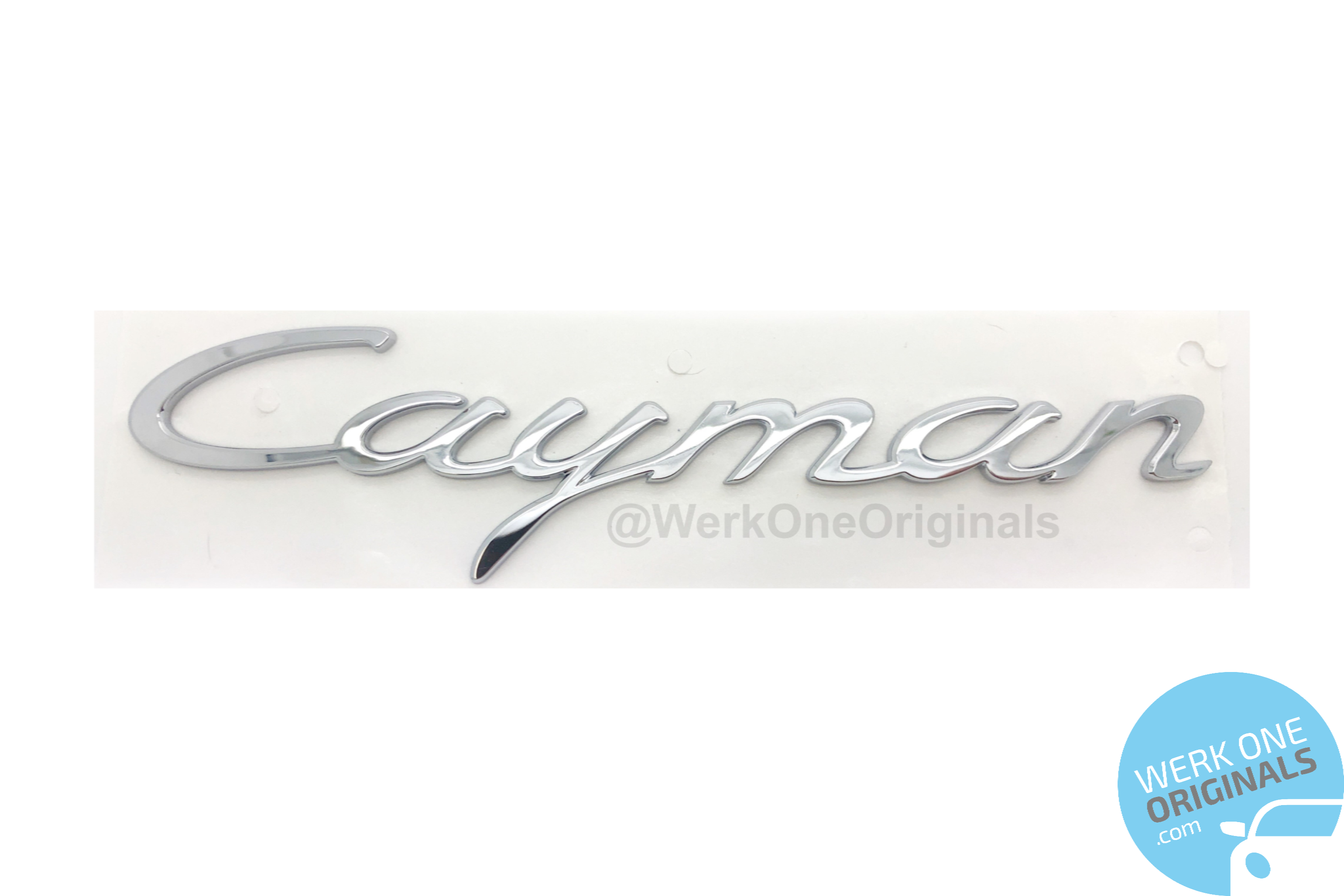 Porsche Official 'Cayman S' Rear Badge Decal in Chrome Silver for Cayman S Type 718 Models