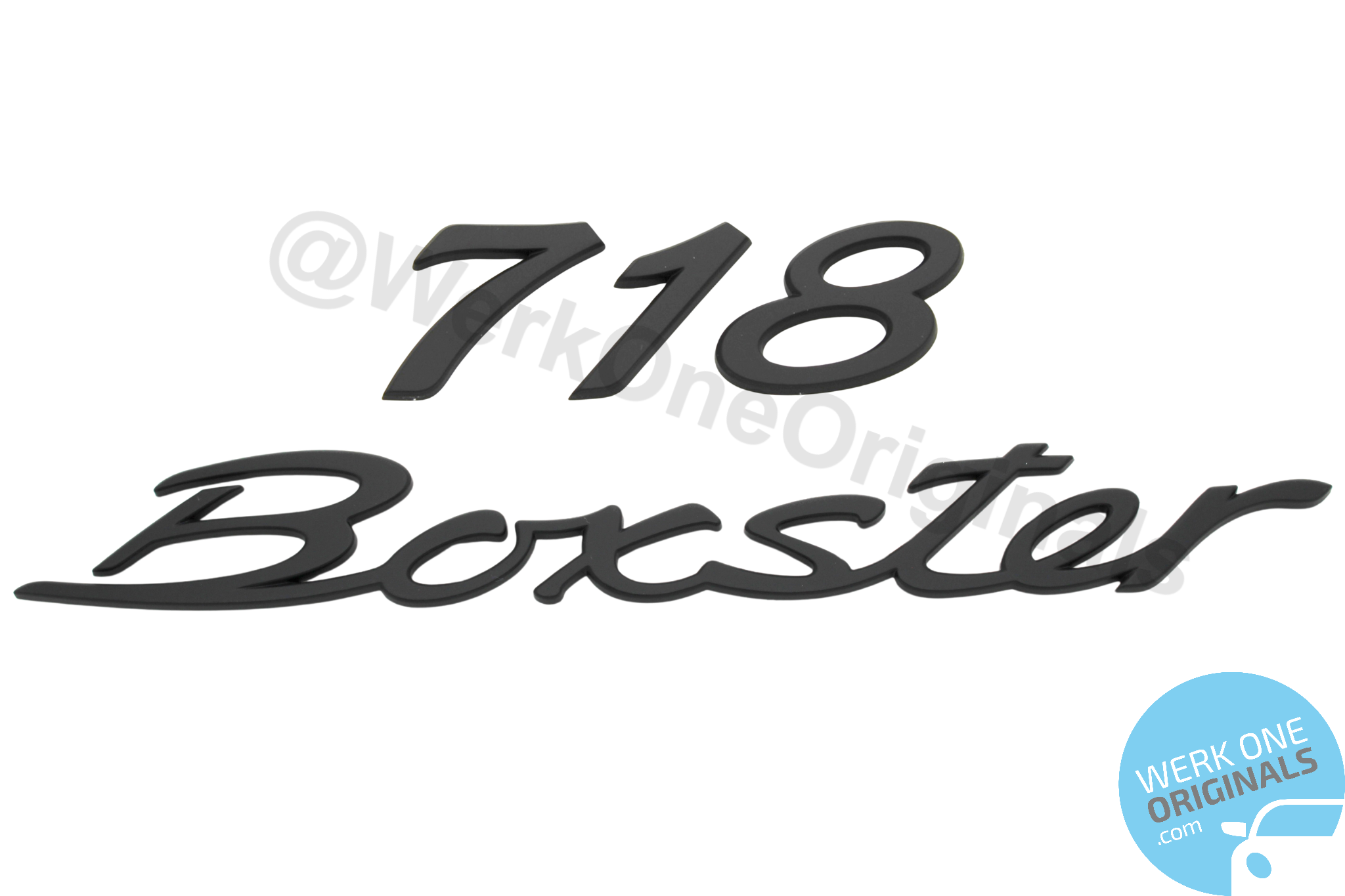 Porsche Official '718 Boxster' Rear Badge in Matte Black for Boxster Type 718 Models