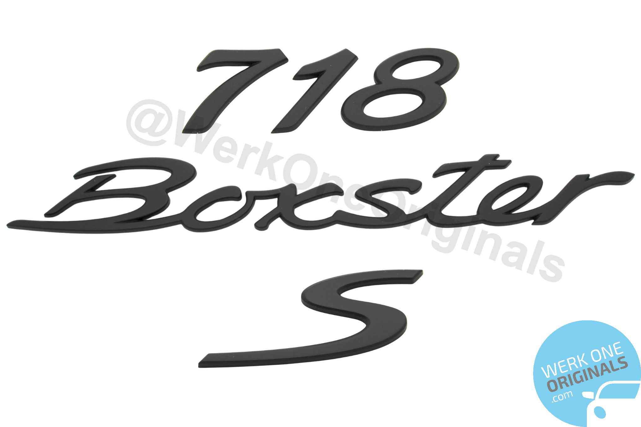 Porsche Official '718 Boxster S' Rear Badge in Matte Black for Boxster S Type 718 Models