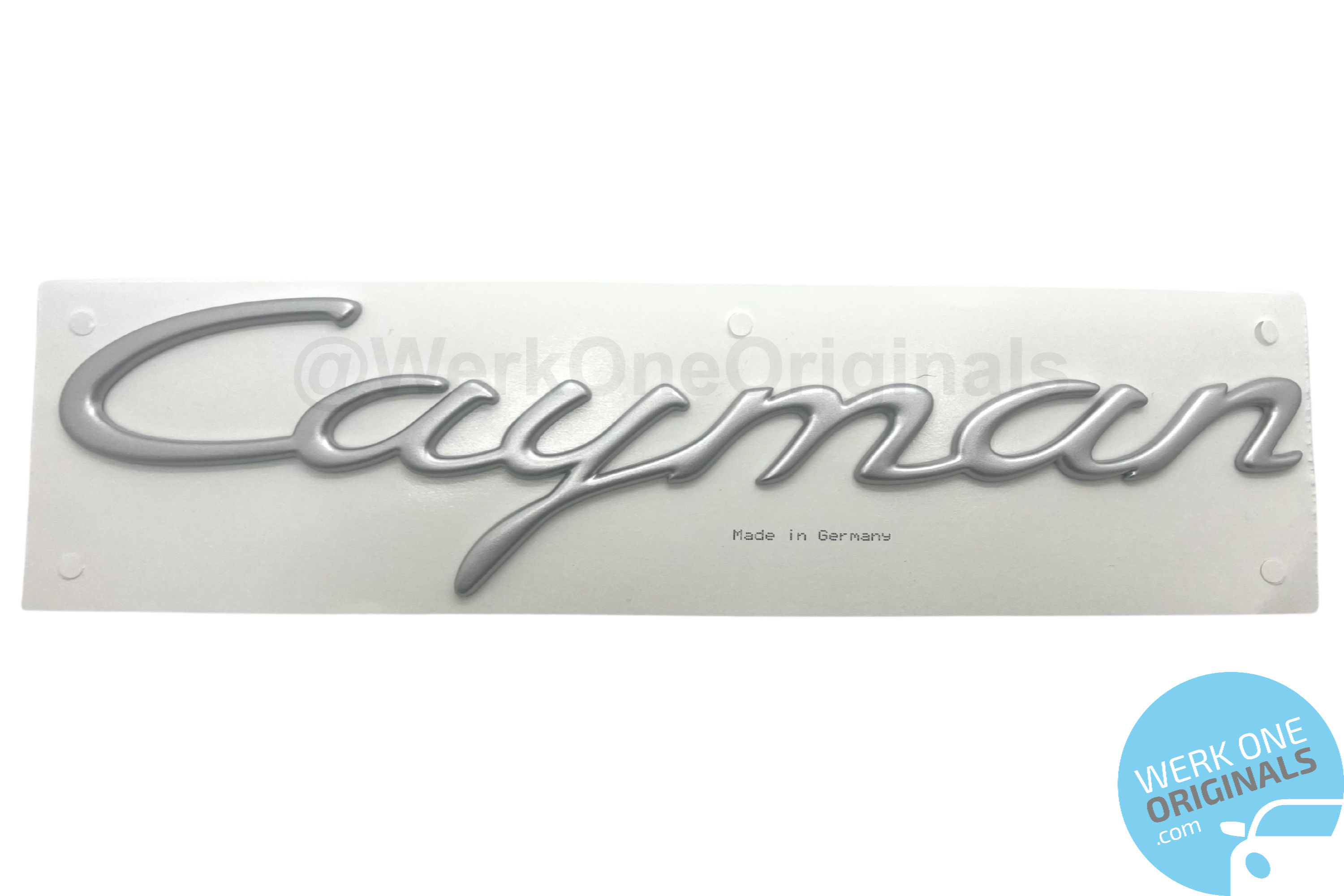 Official Porsche 'Cayman S' Rear Badge in Satin Aluminium for Cayman S Type 987 Models