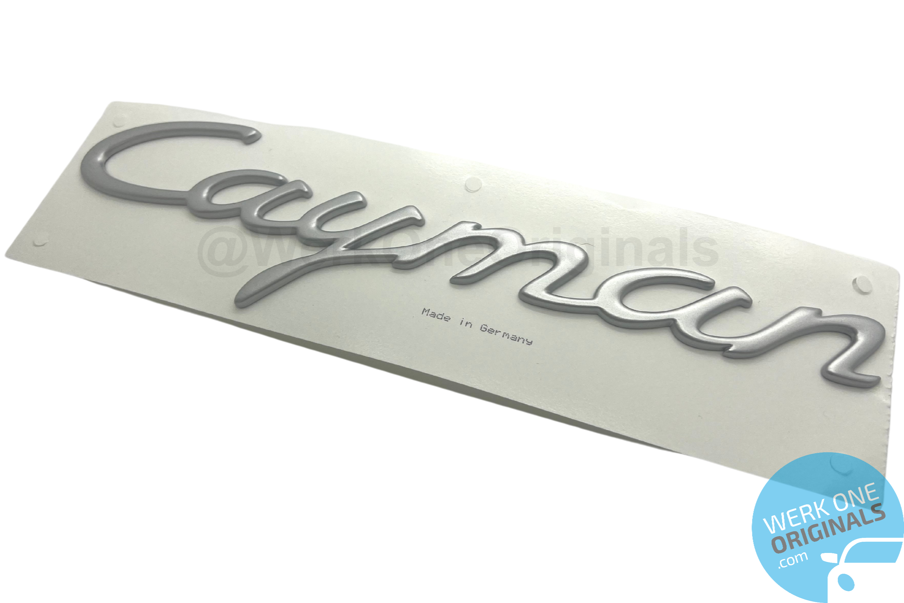 Official Porsche 'Cayman S' Rear Badge in Satin Aluminium for Cayman S Type 987 Models