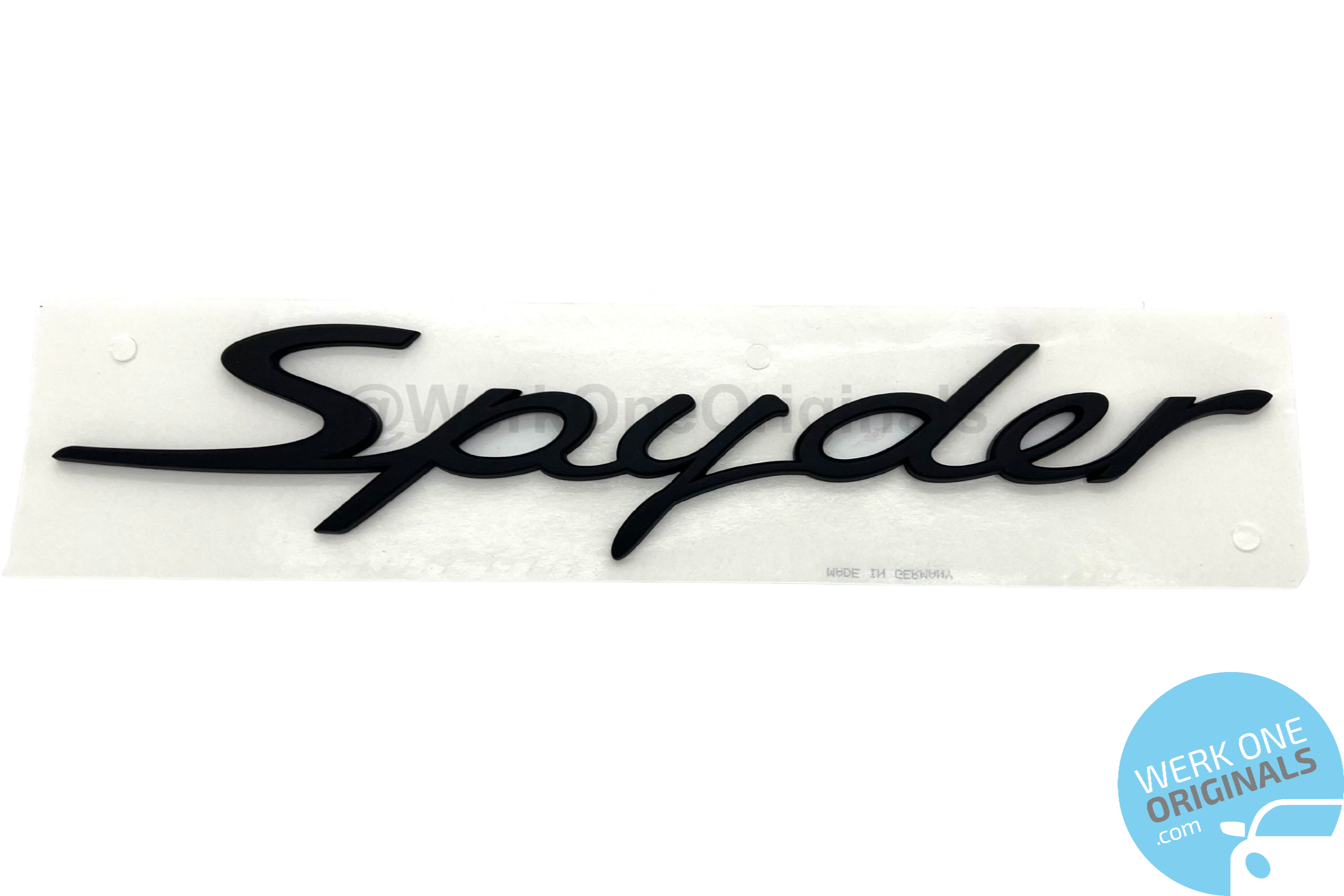 Porsche Official 'Spyder' Rear Badge in Matte Black for Boxster Spyder Type 987 Models