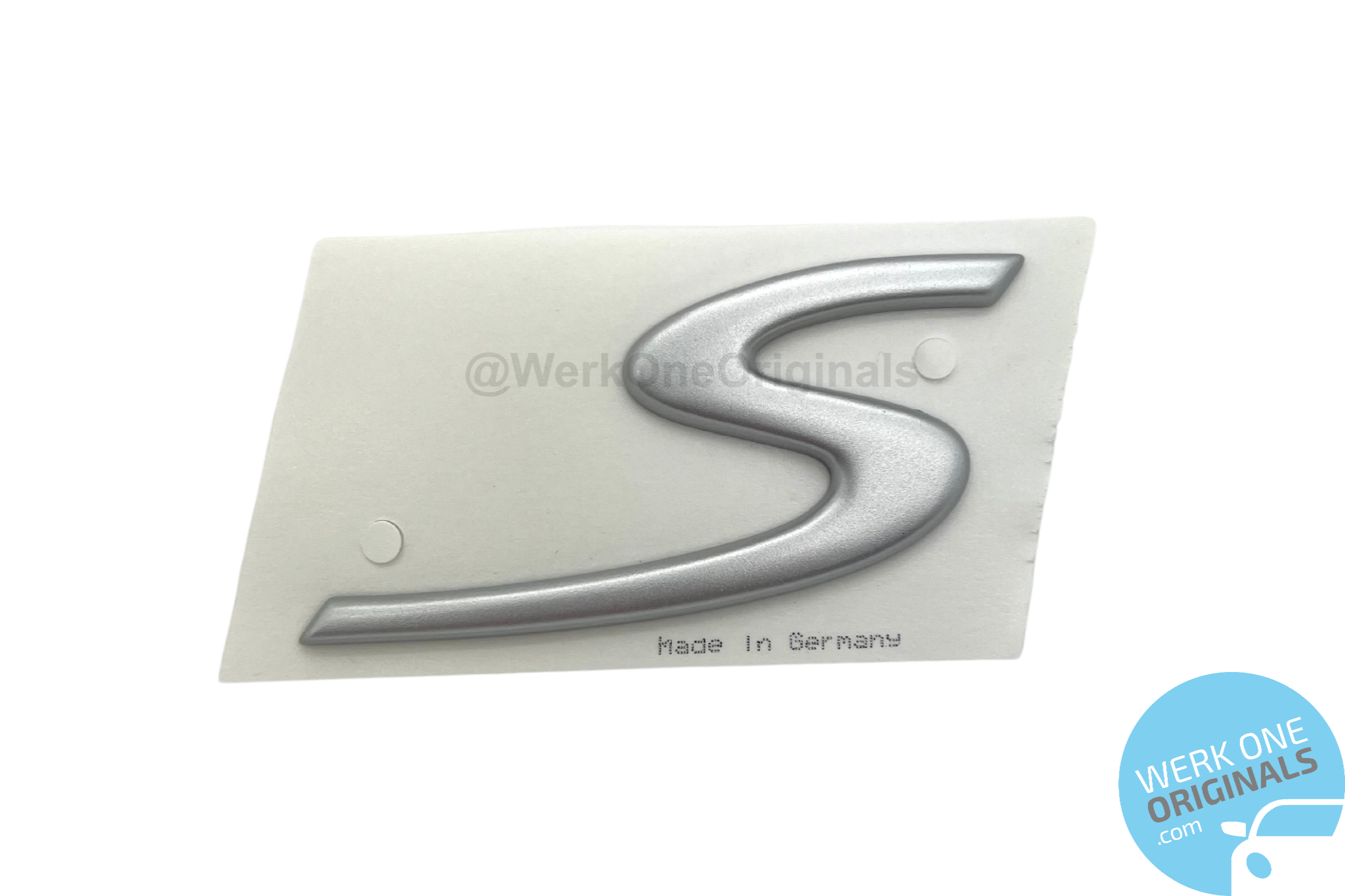 Official Porsche 'Cayman S' Rear Badge in Satin Aluminium for Cayman S Type 987 Models