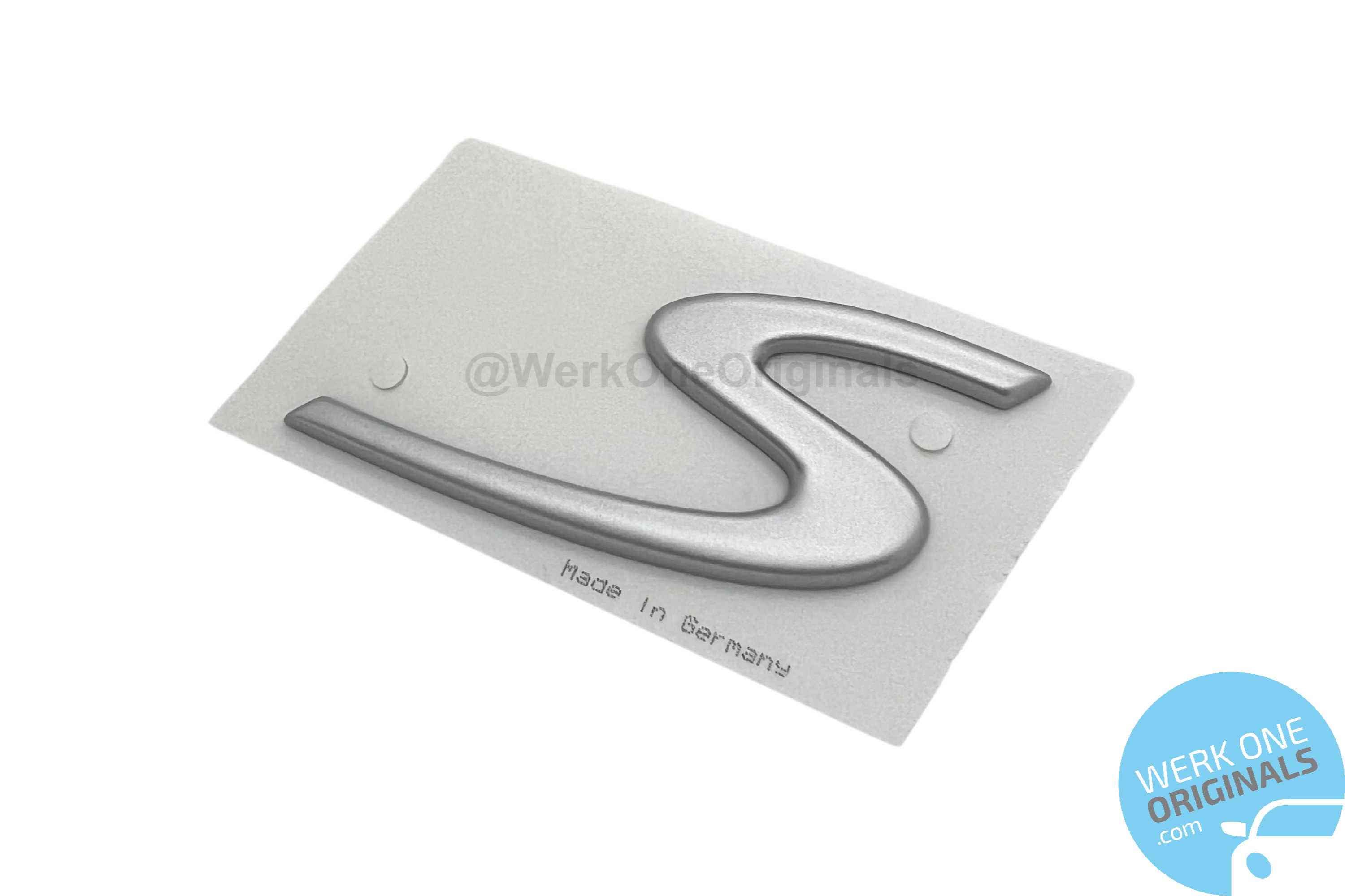 Official Porsche 'Cayman S' Rear Badge in Satin Aluminium for Cayman S Type 987 Models