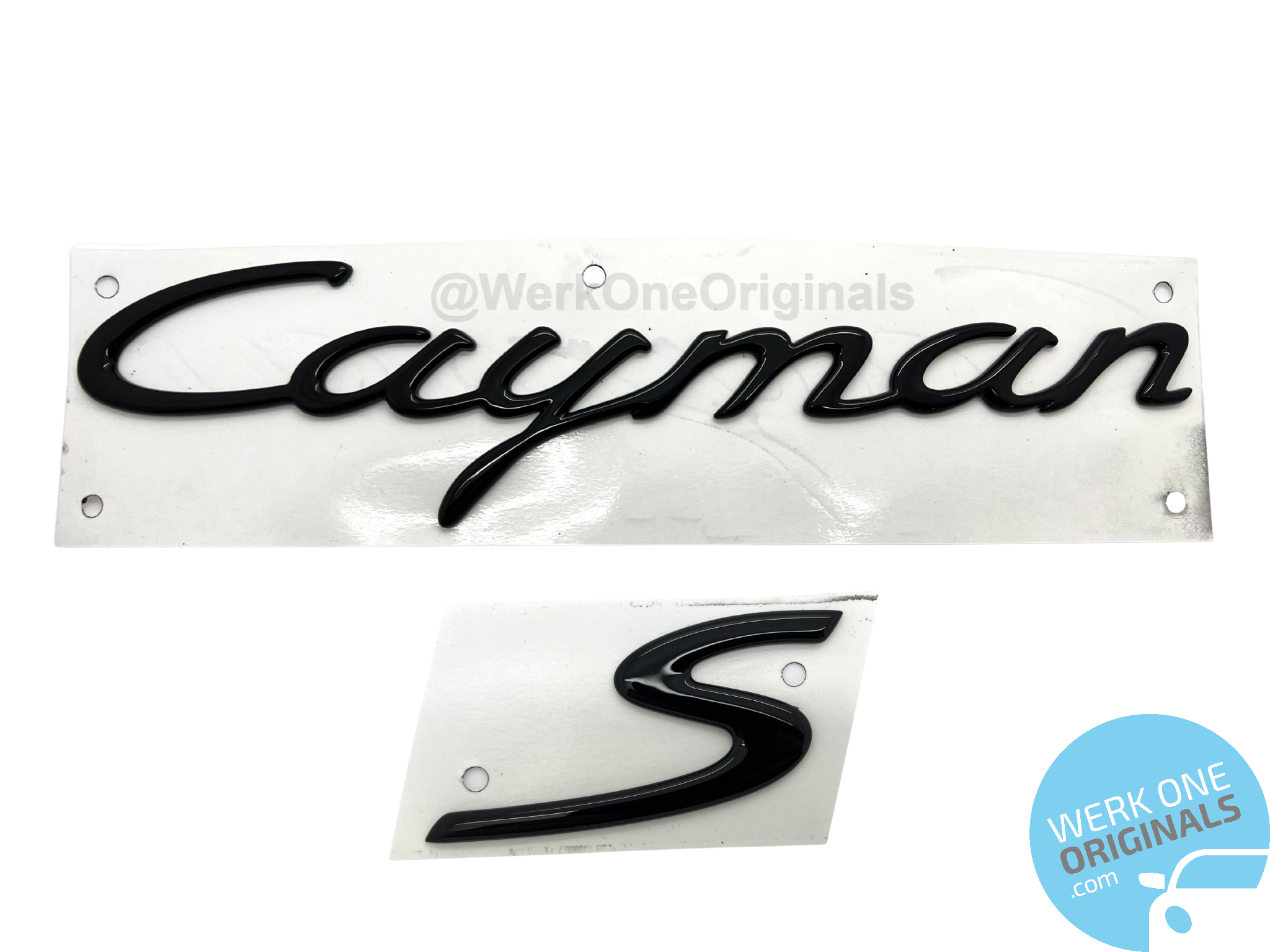Porsche Official 'Cayman S' Gloss Black Rear Badge Decal for Cayman S Type 987 Models