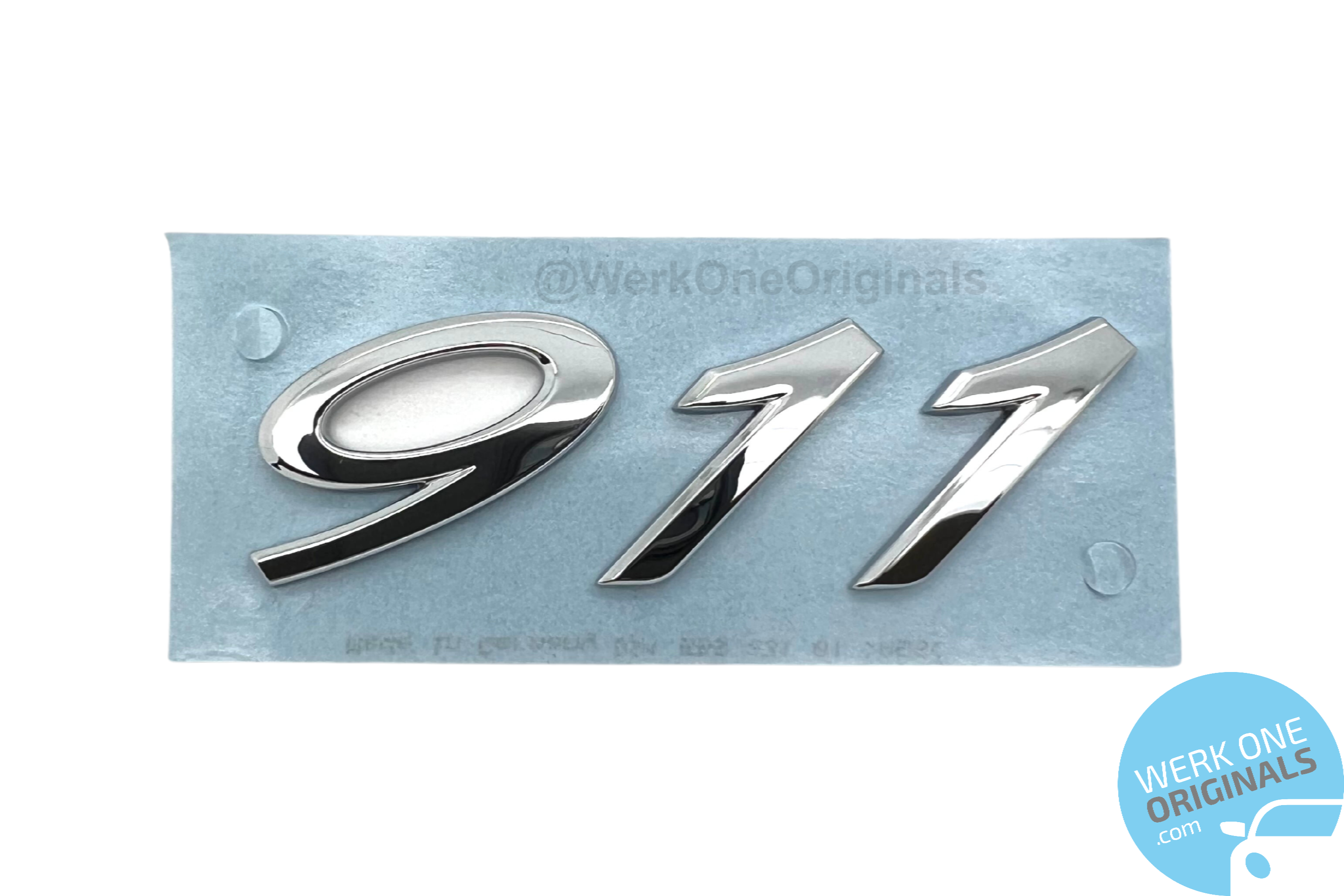 Porsche Official 'Porsche 911 Carrera' Rear Badge Decal in Chrome Silver for 911 Type 991 Carrera Models