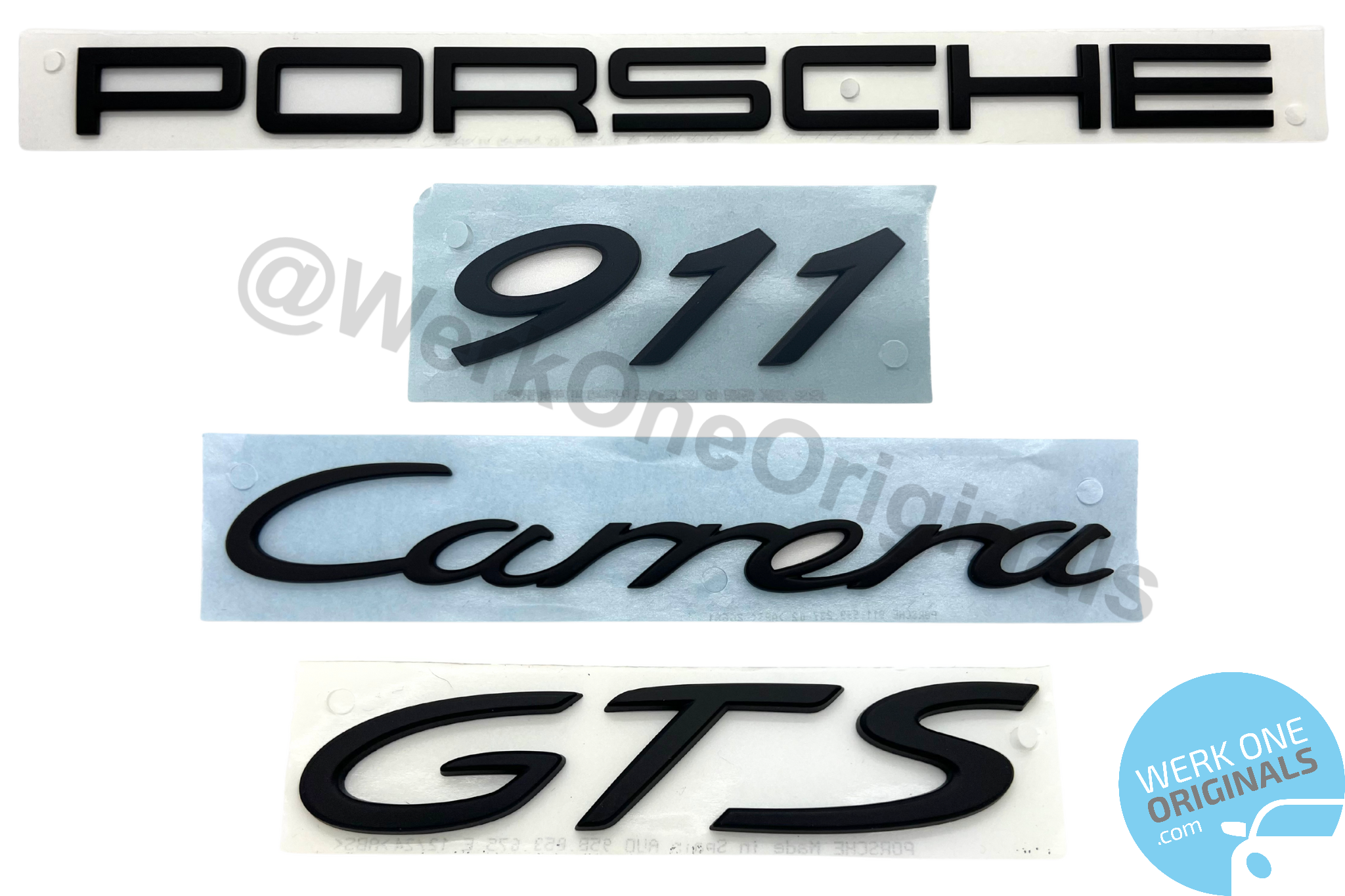 Official 'Porsche 911 Carrera GTS' Rear Badge Decal in Matte Black for 911 Type 991 Carrera GTS Models