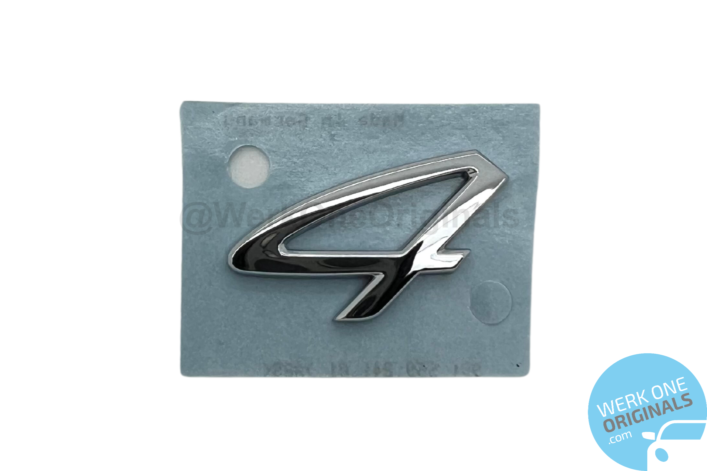 Official Porsche '4' Rear Badge Logo in Chrome Silver for Panamera Type 970 & 971 4 / 4S Models
