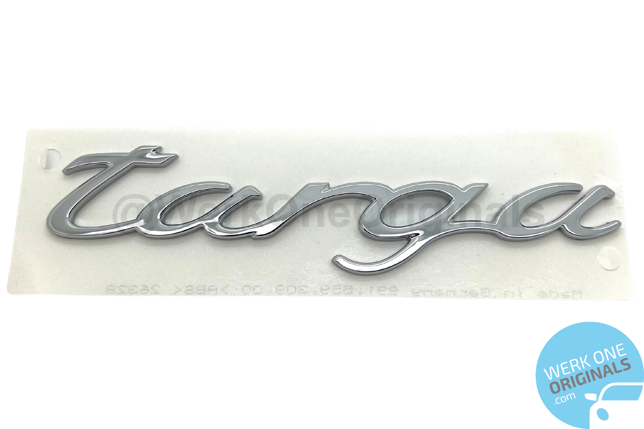 Official Porsche 'Targa' Rear Badge Logo in Chrome Silver for 911 Type 991 Targa Models