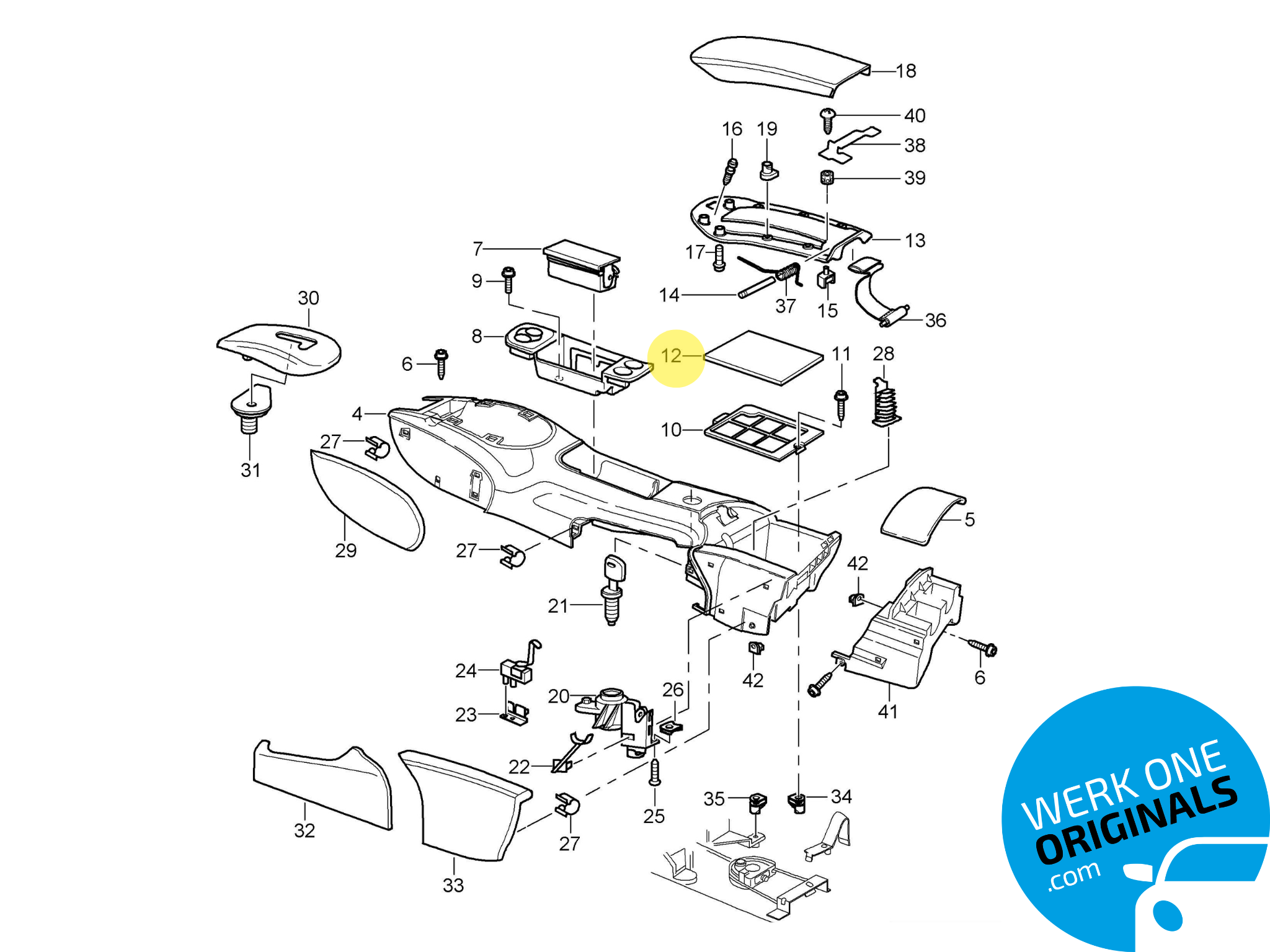 Porsche Center Console Rubber Mat Shelf Insert for 911 Type 996 Models