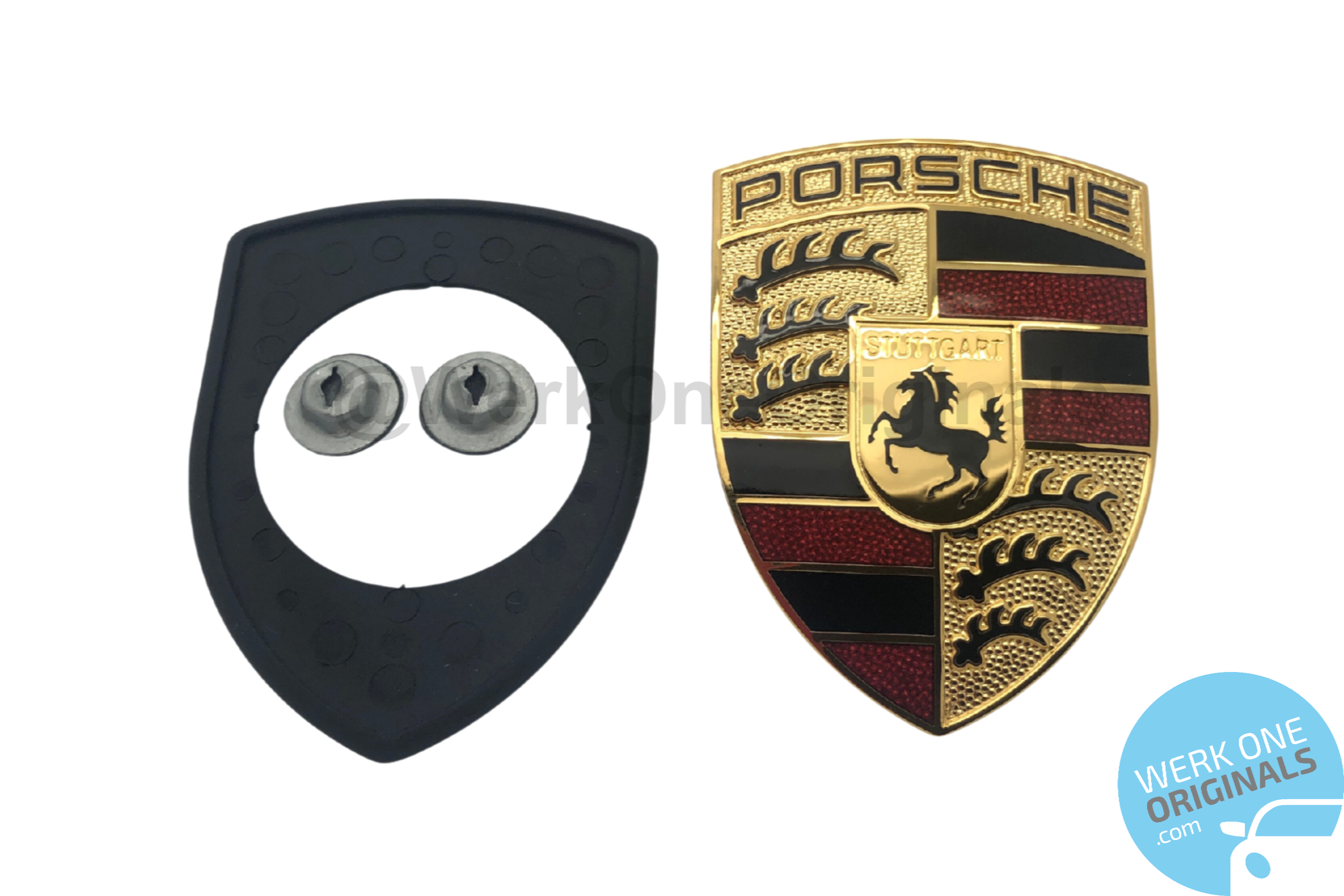 Porsche Crest Bonnet / Boot Badge with Grommet and Fixings for Boxster Type 986 Models