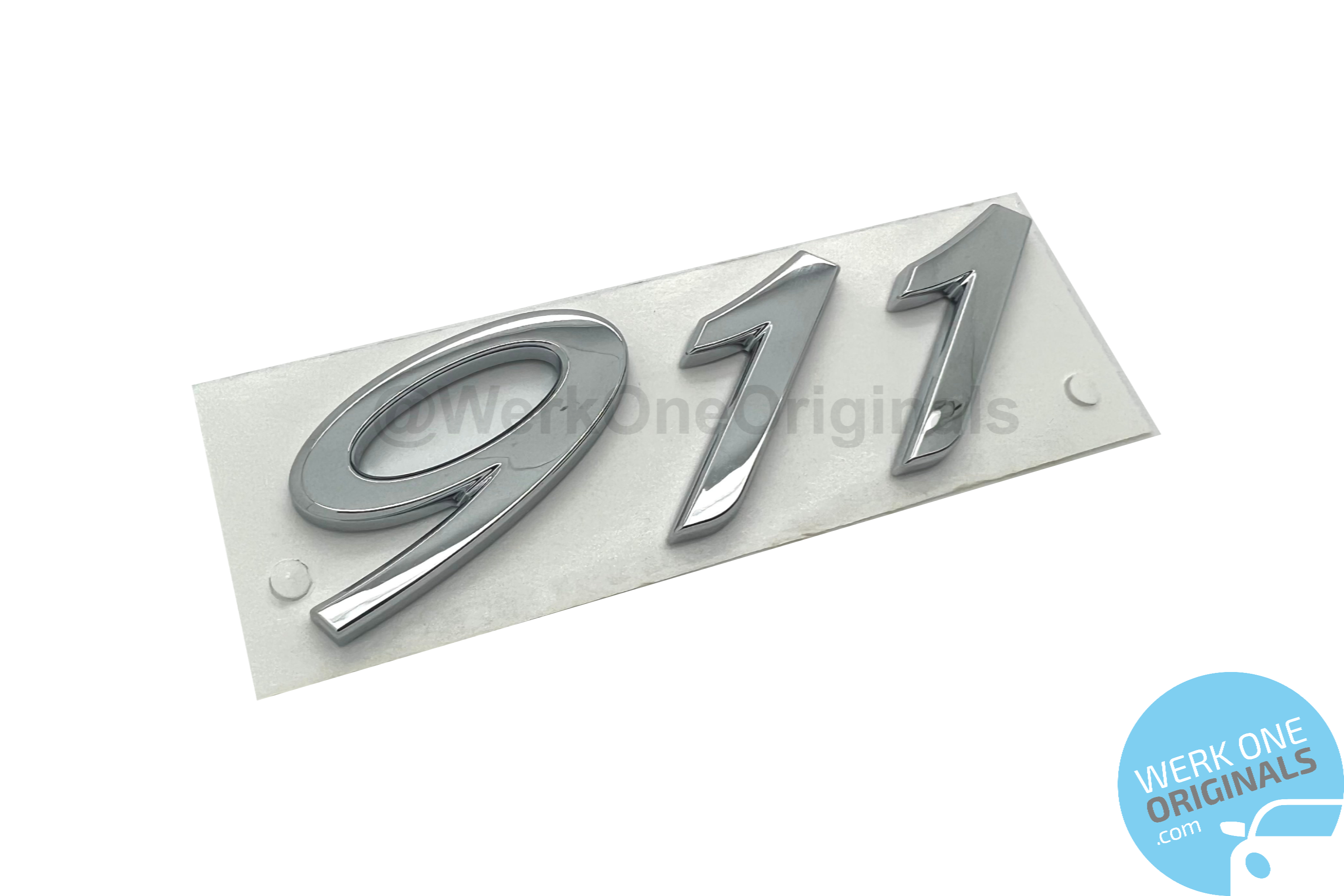 Porsche Official '911' Rear Badge Decal in Chrome Silver for 911 Type 997 Models