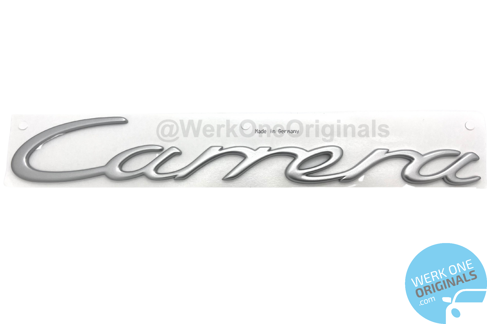 Porsche 'Carrera' Rear Badge in Matte Silver for 911 Type 997 Carrera Models