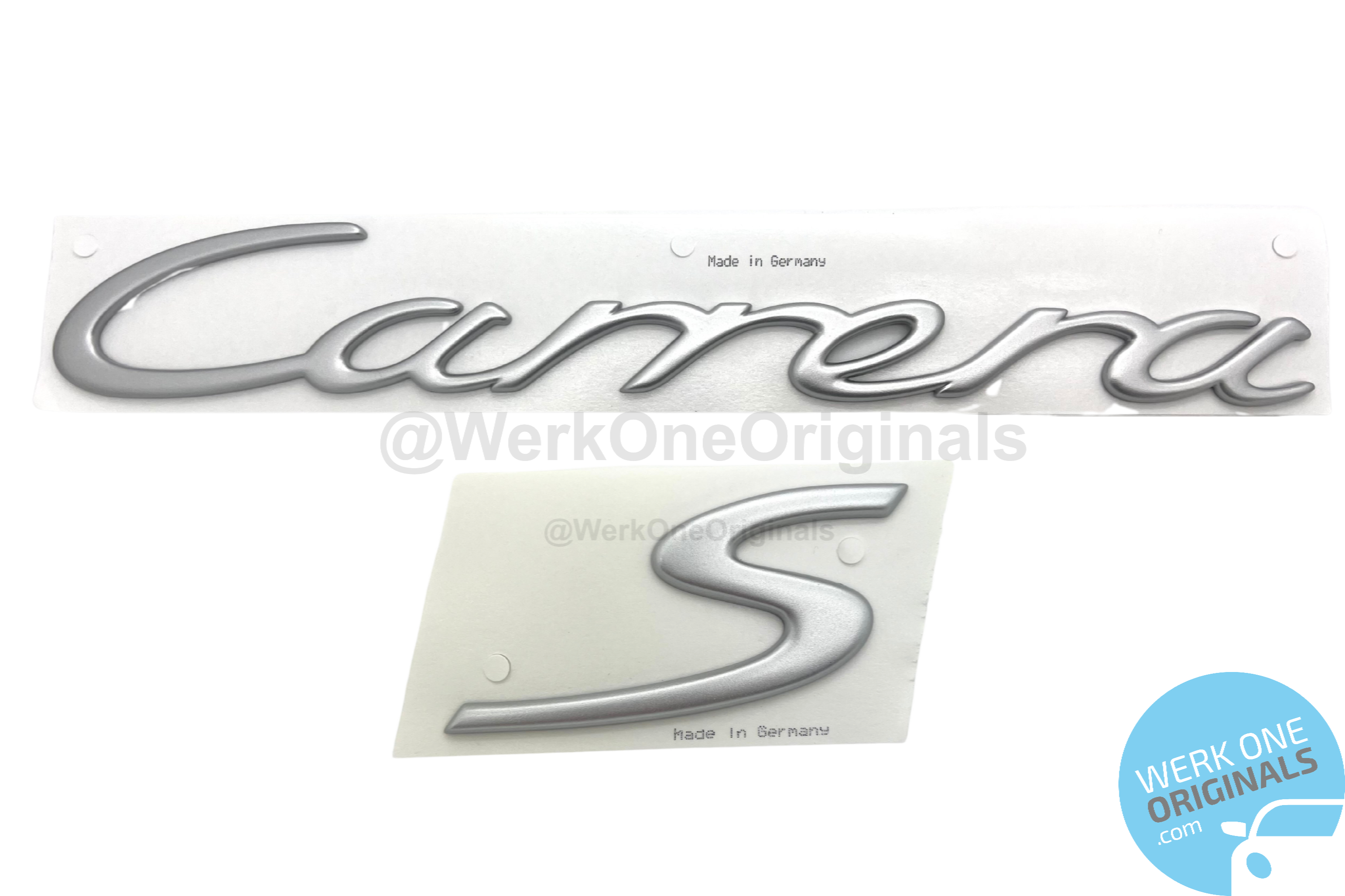 Porsche Official 'Carrera S' Rear Badge in Matte Silver for 911 Type 997 Carrera S Models