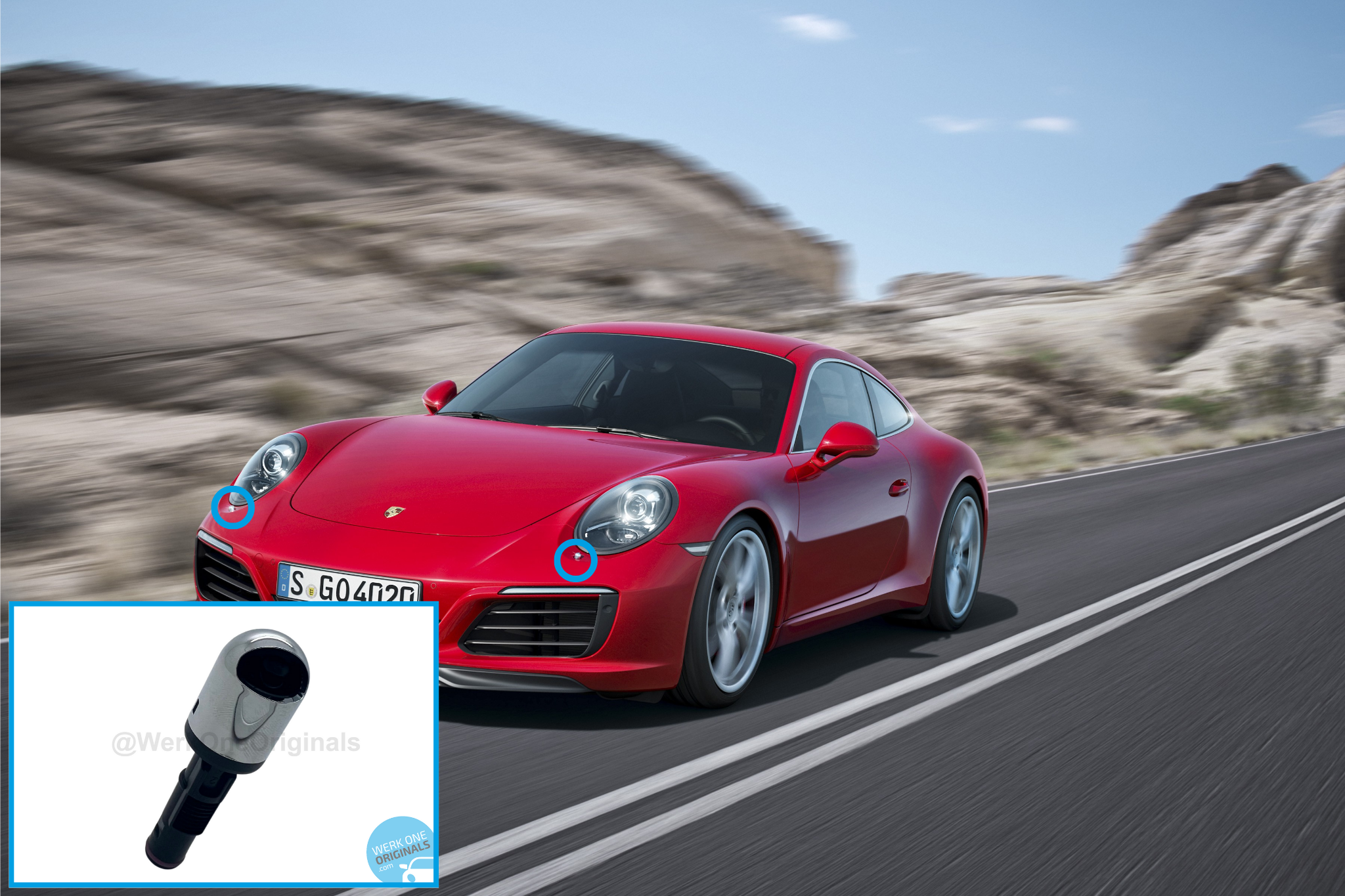 Porsche Genuine Headlight Washer Jet Nozzle for 911 Type 991 Models