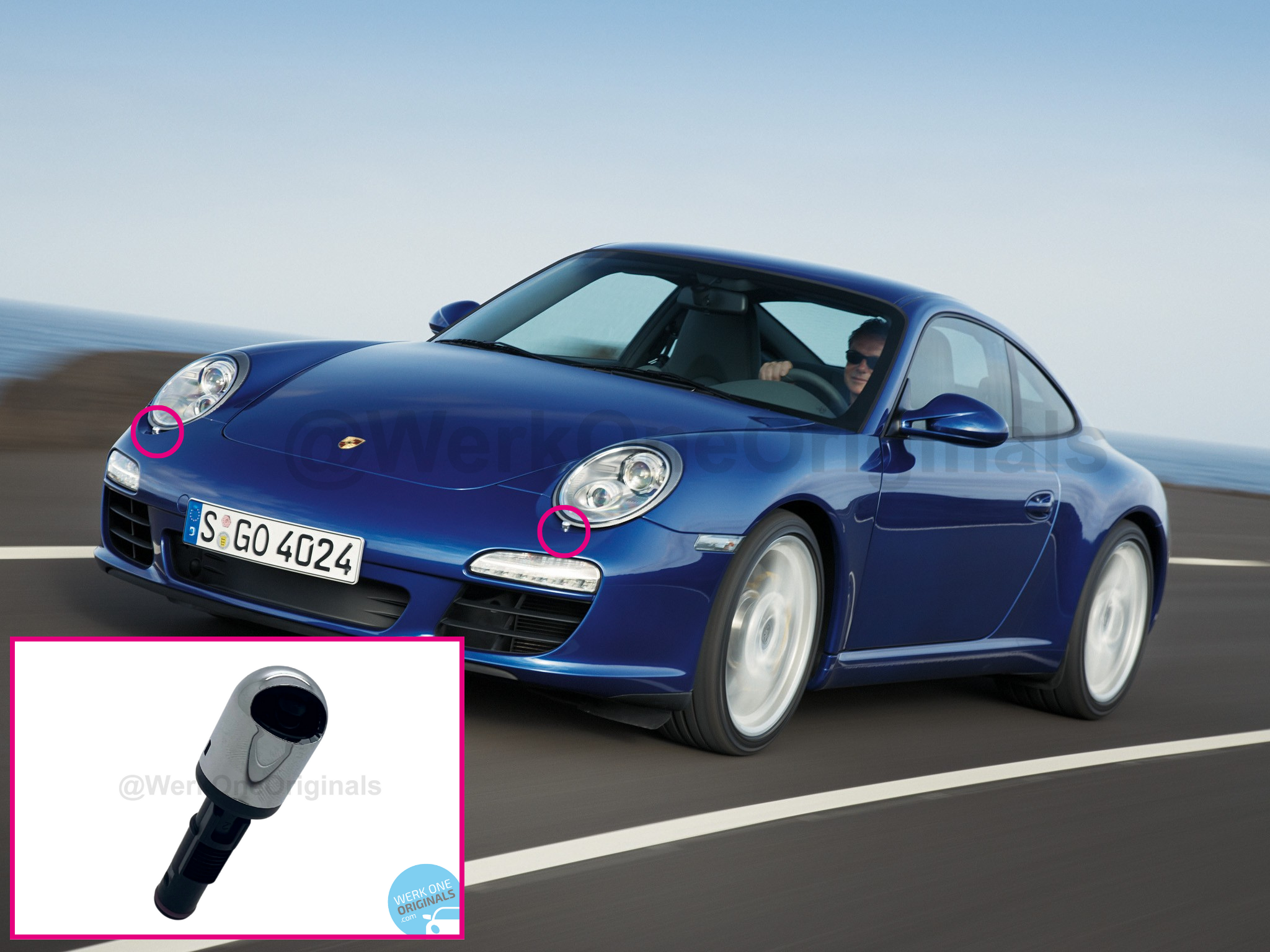 Porsche Genuine Headlight Washer Jet Nozzle for 911 Type 997 Models