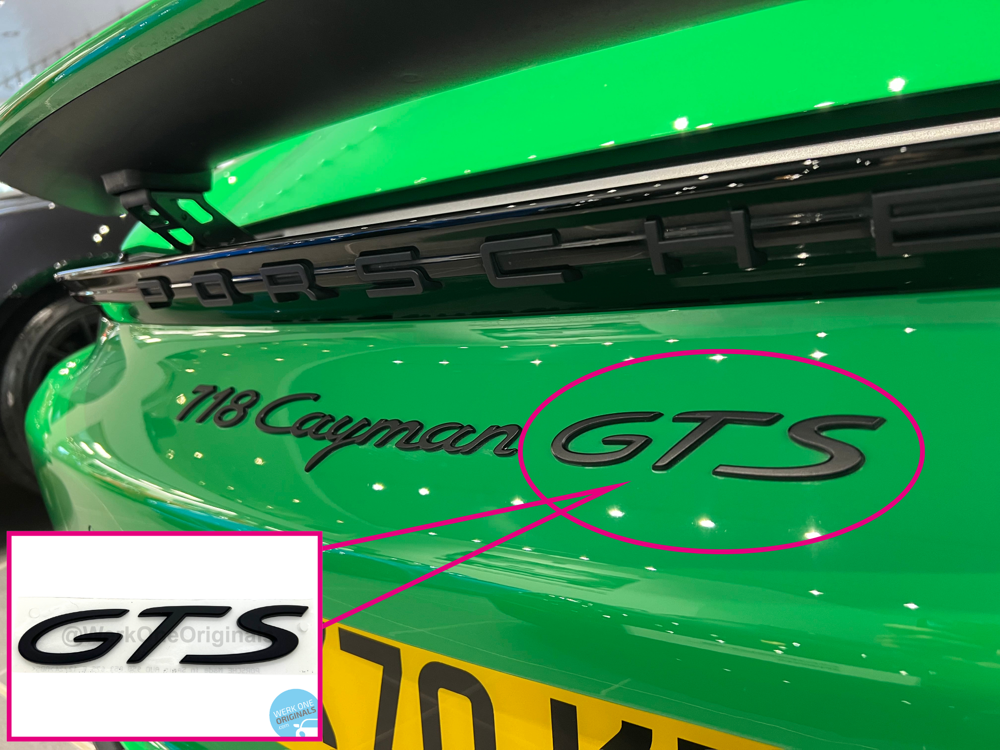 Porsche Official 'GTS' Rear Badge Decal in Matte Black