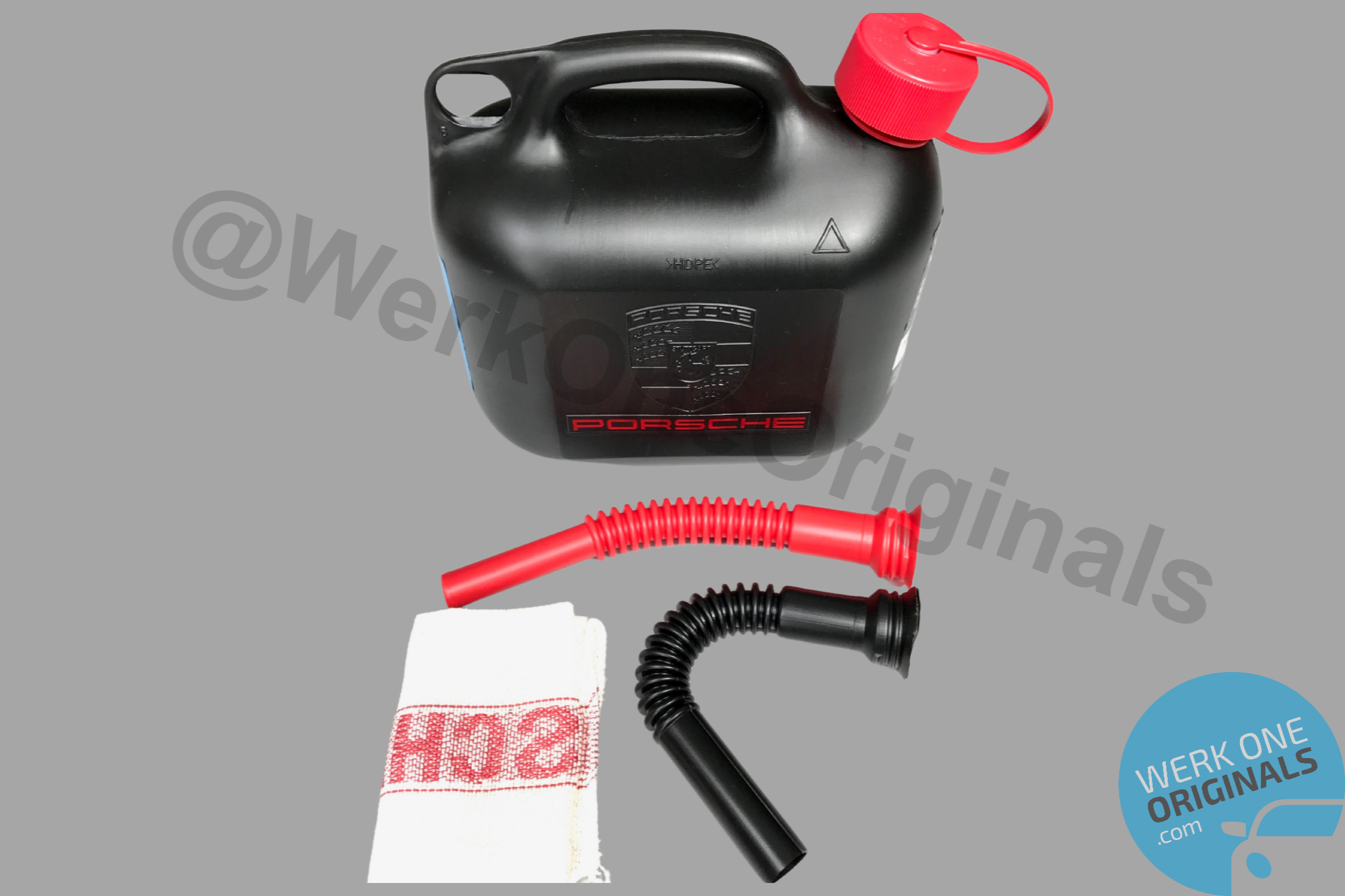 Porsche Classic Plastic Fuel Can with Spouts and Cloth