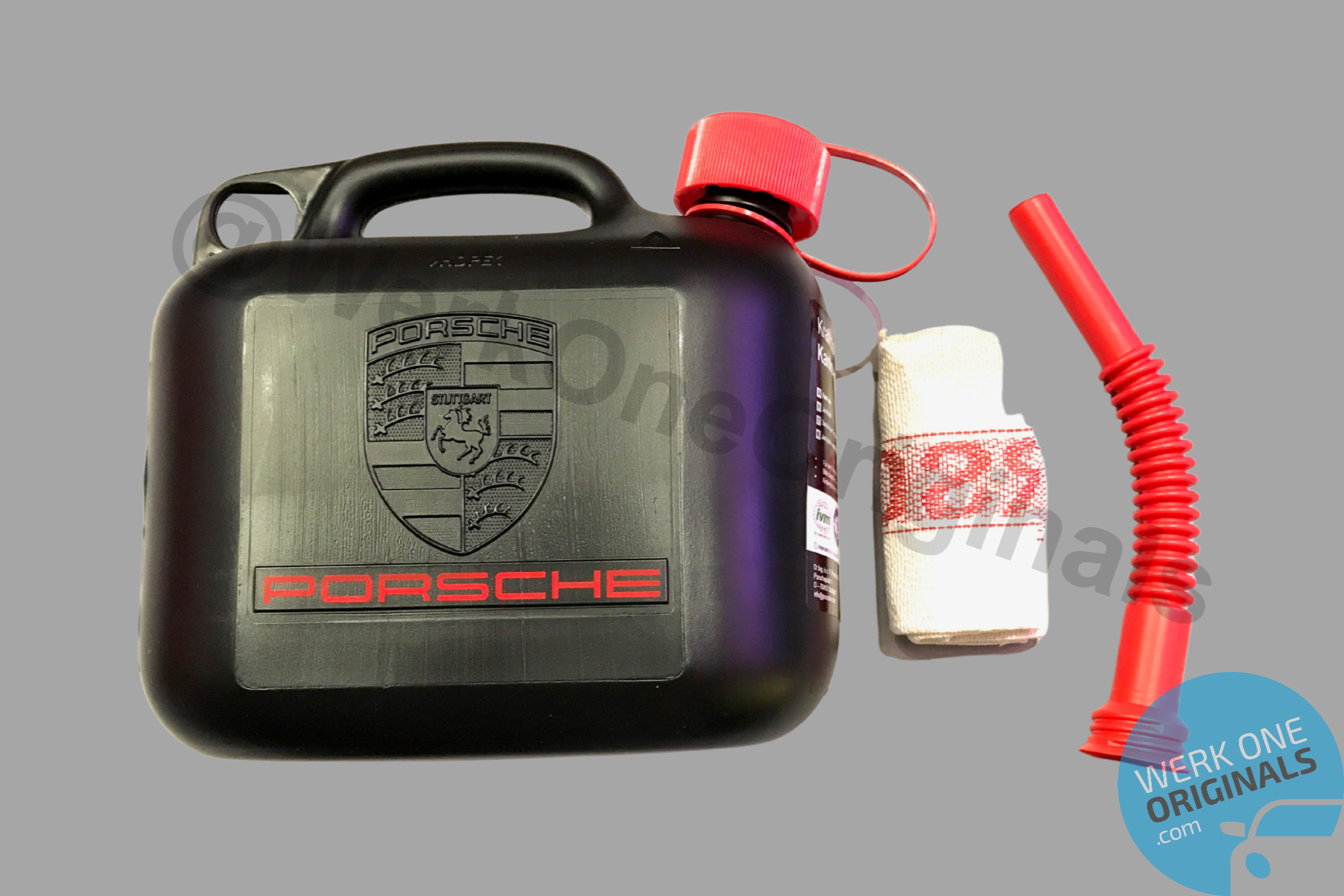 Porsche Classic Plastic Fuel Can with Spouts and Cloth