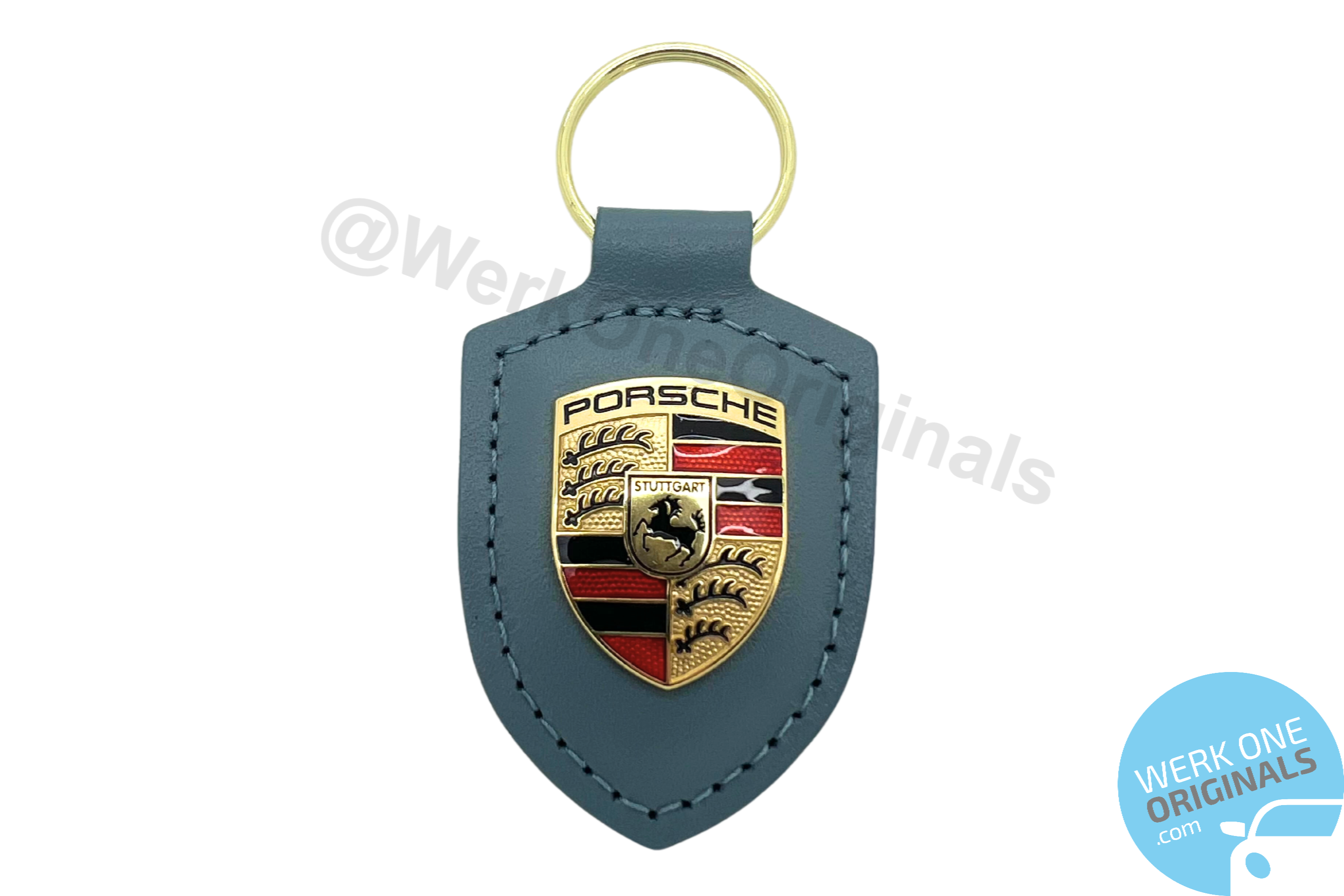 Porsche Official Crest Leather Key Fob in Light Blue