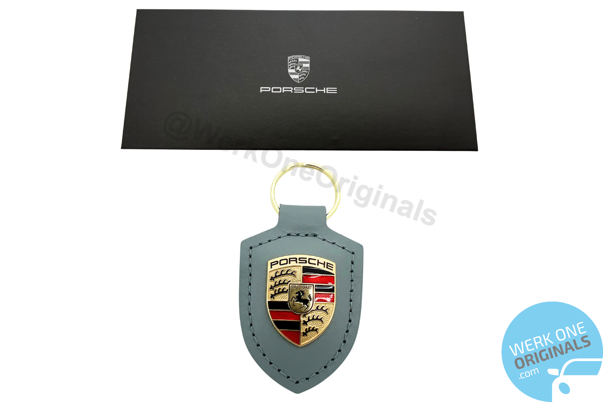 Porsche Official Crest Leather Key Fob in Shade Green