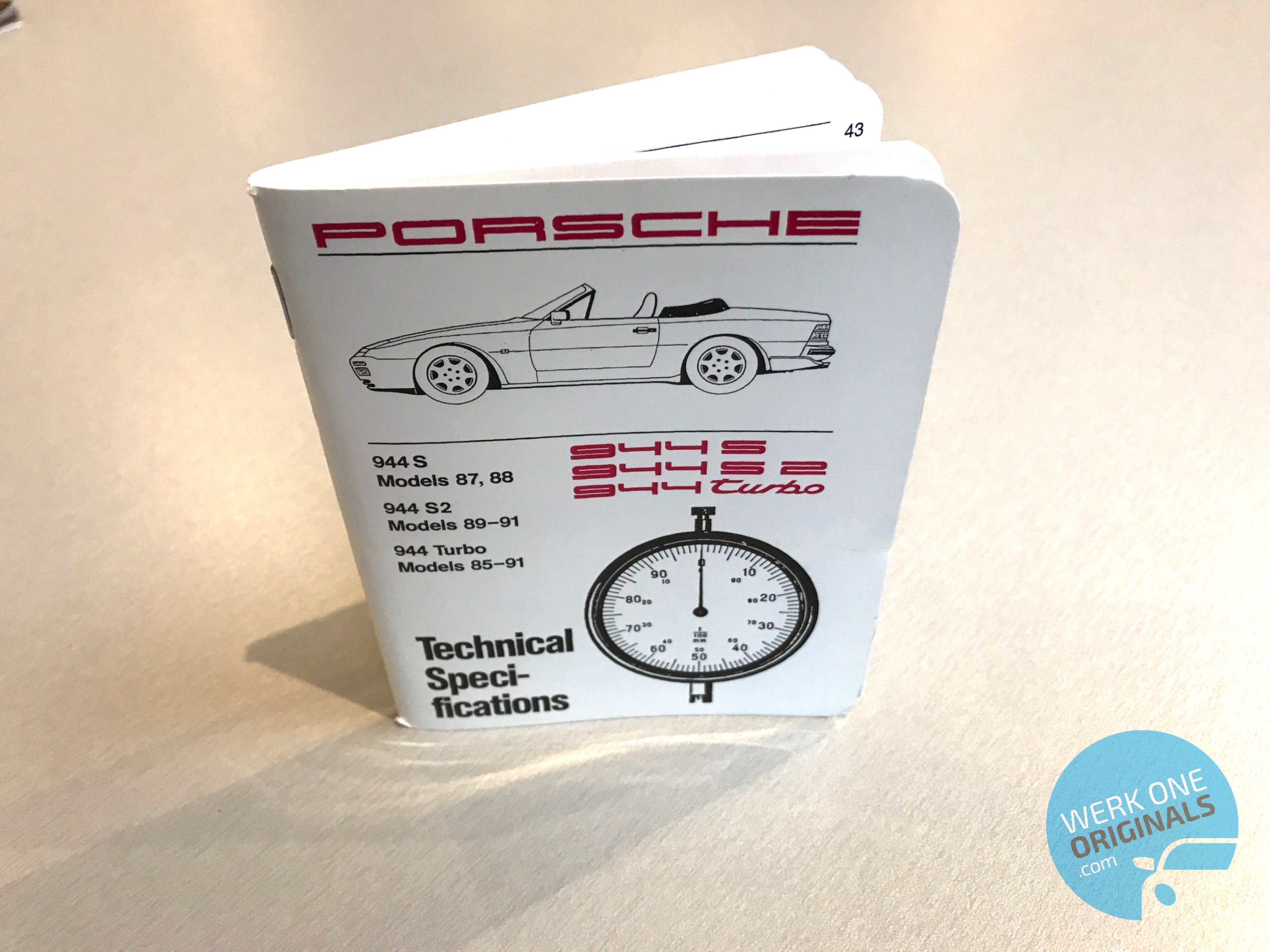 Porsche Technical Specification Manual for 944S, 944S2 & 944 Turbo Models (1985 - 1991)