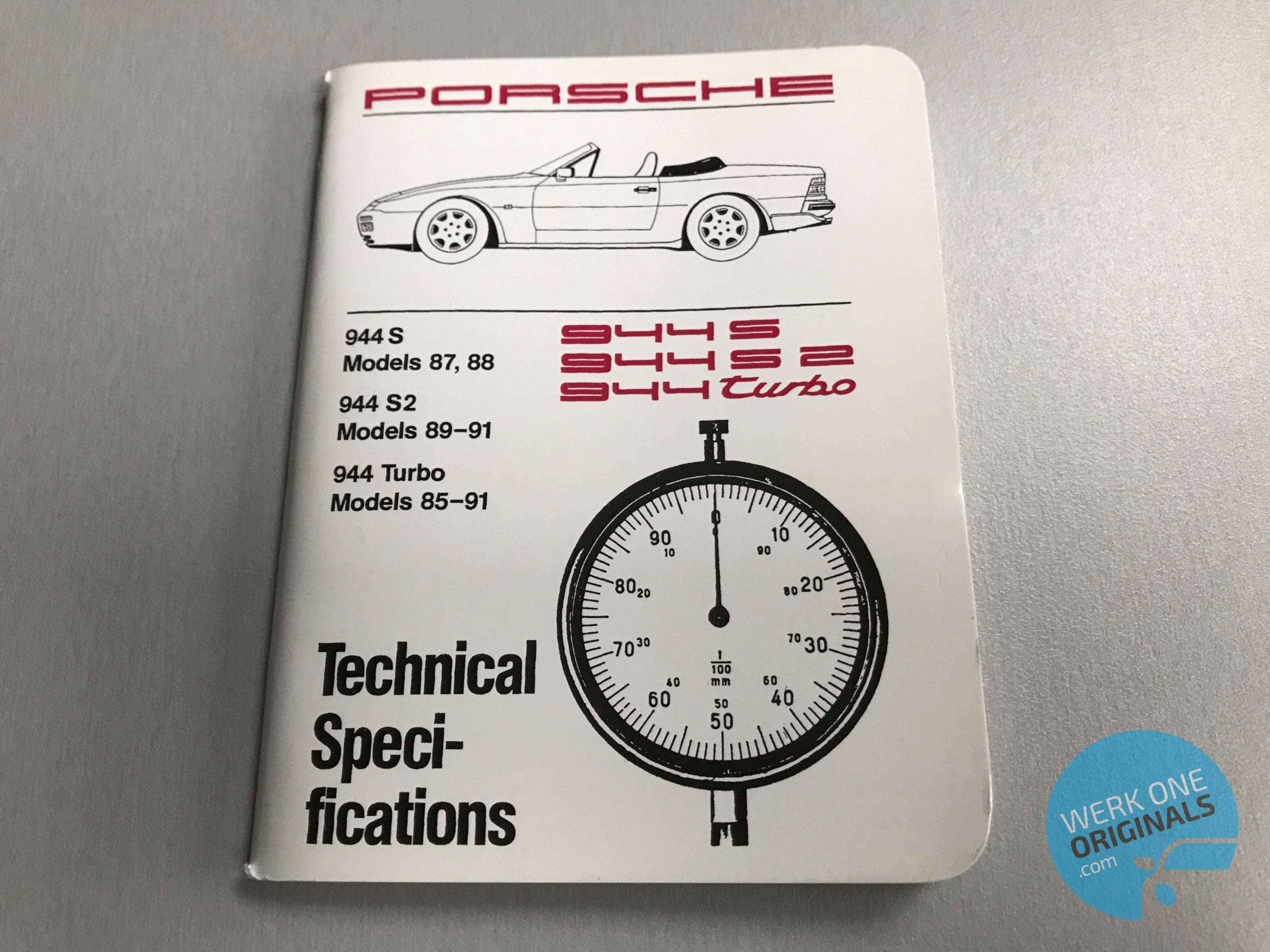 Porsche Technical Specification Manual for 944S, 944S2 & 944 Turbo Models (1985 - 1991)
