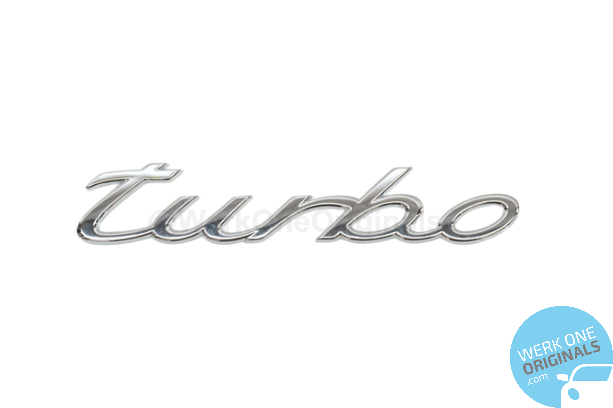 Porsche Official 'Turbo' Rear Badge Logo in Chrome Silver for Macan Turbo Models