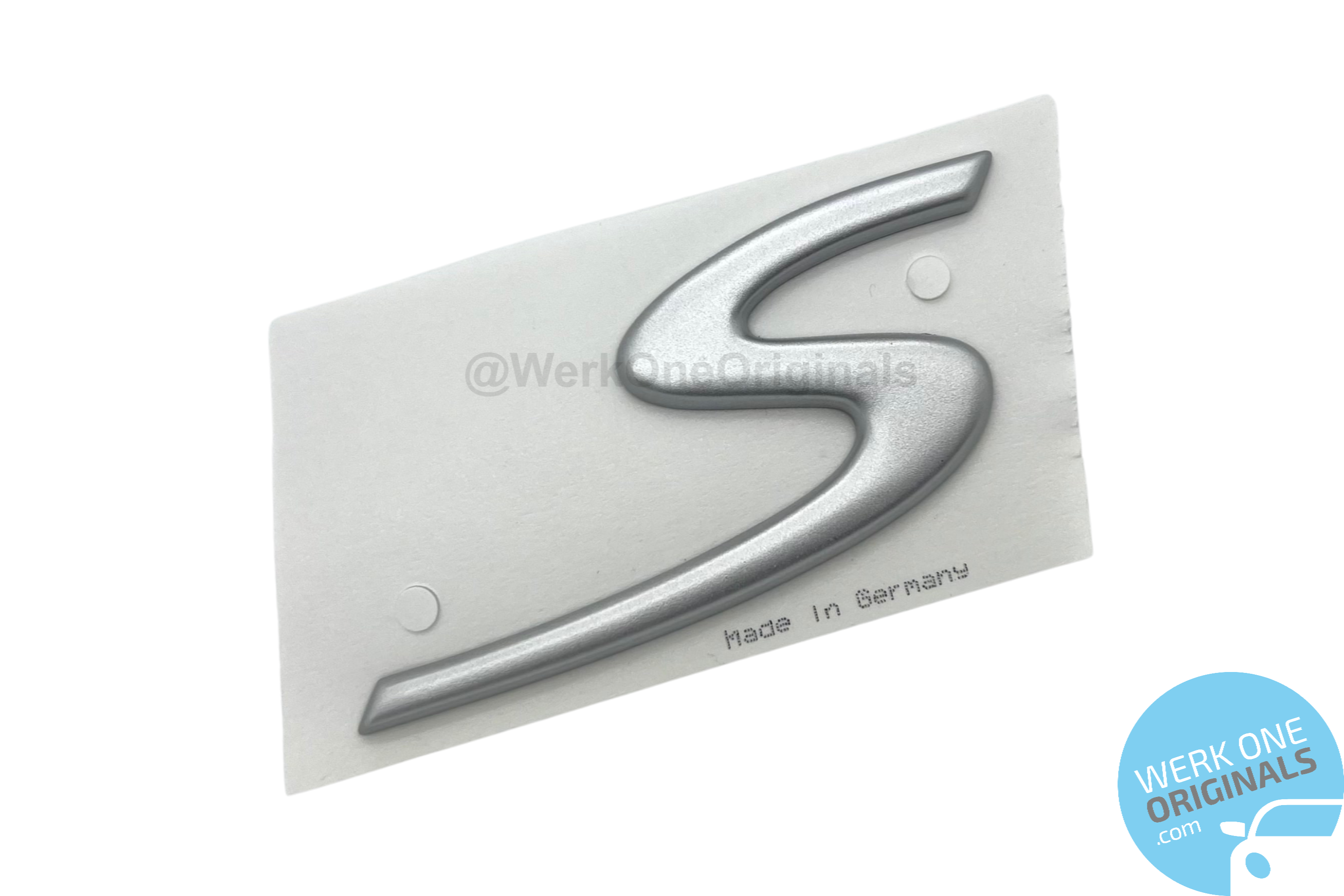 Porsche 'S' Rear Badge Decal in Matte Silver for 911 Type 997 Carrera S Models
