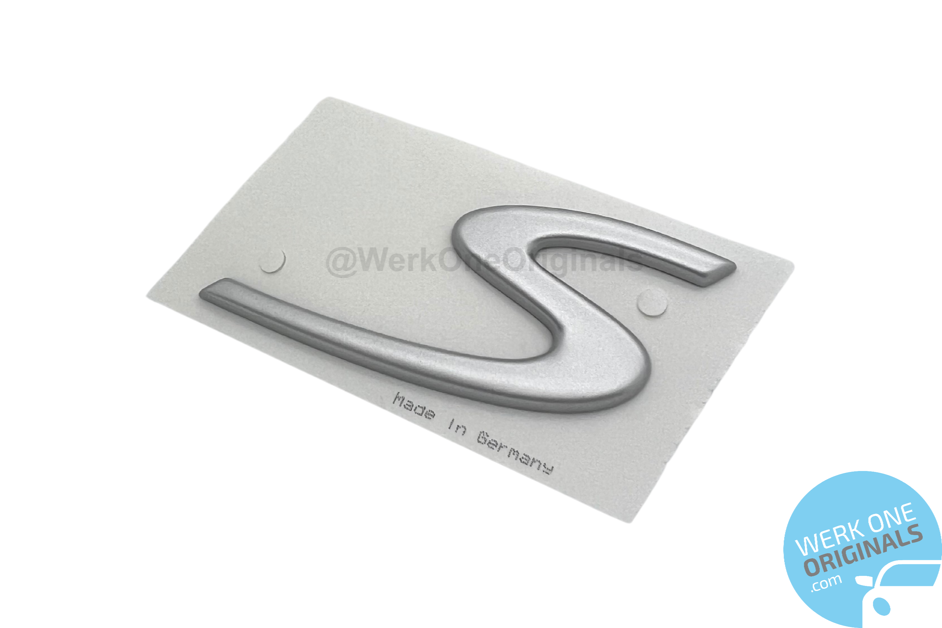 Porsche 'S' Rear Badge Decal in Matte Silver for Cayenne S Type 955 / 957 Models